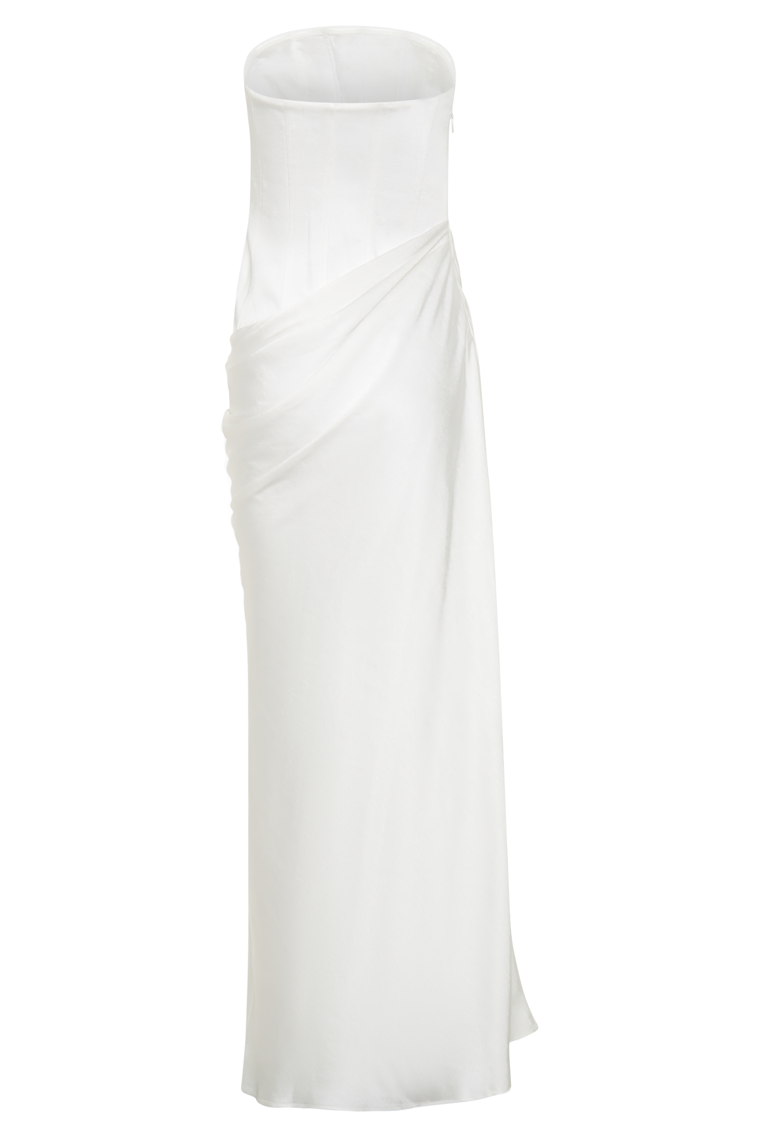 Grace Strapless Draped Waist Maxi Dress - Ivory | MESHKI US Grace Strapless Draped Waist Maxi Dress - Ivory | MESHKI US