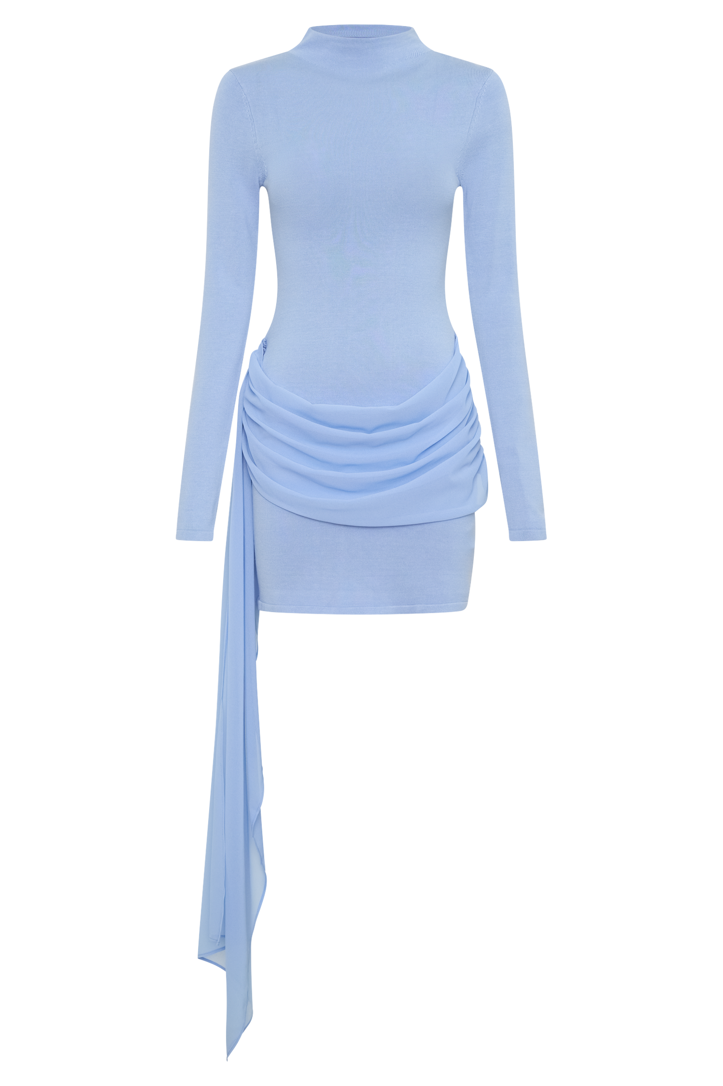 Grayson Knit Chiffon Mini Dress - Cornflower Blue