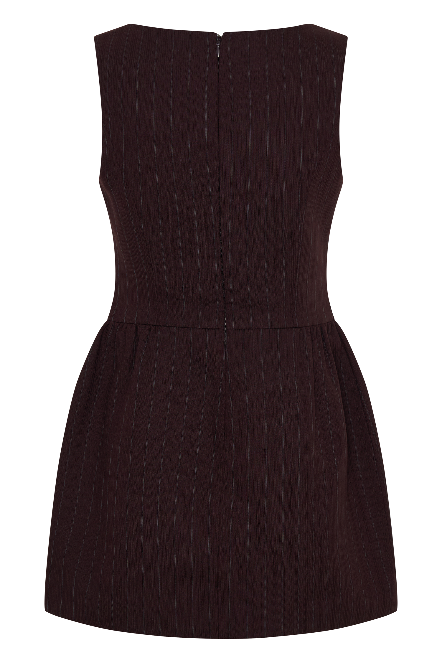 Hallie Boat Neck Mini Dress - Plum Pinstripe #12