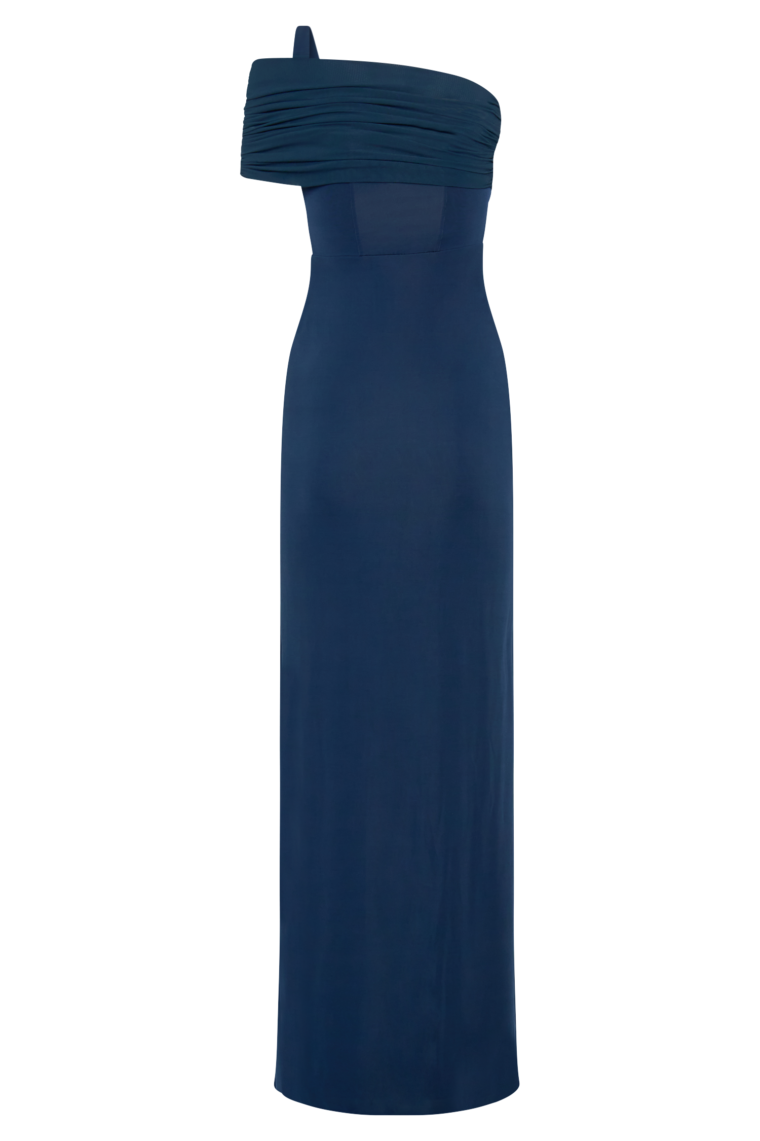 Hanh One Shoulder Mesh Maxi Dress / Ink Blue | MESHKI