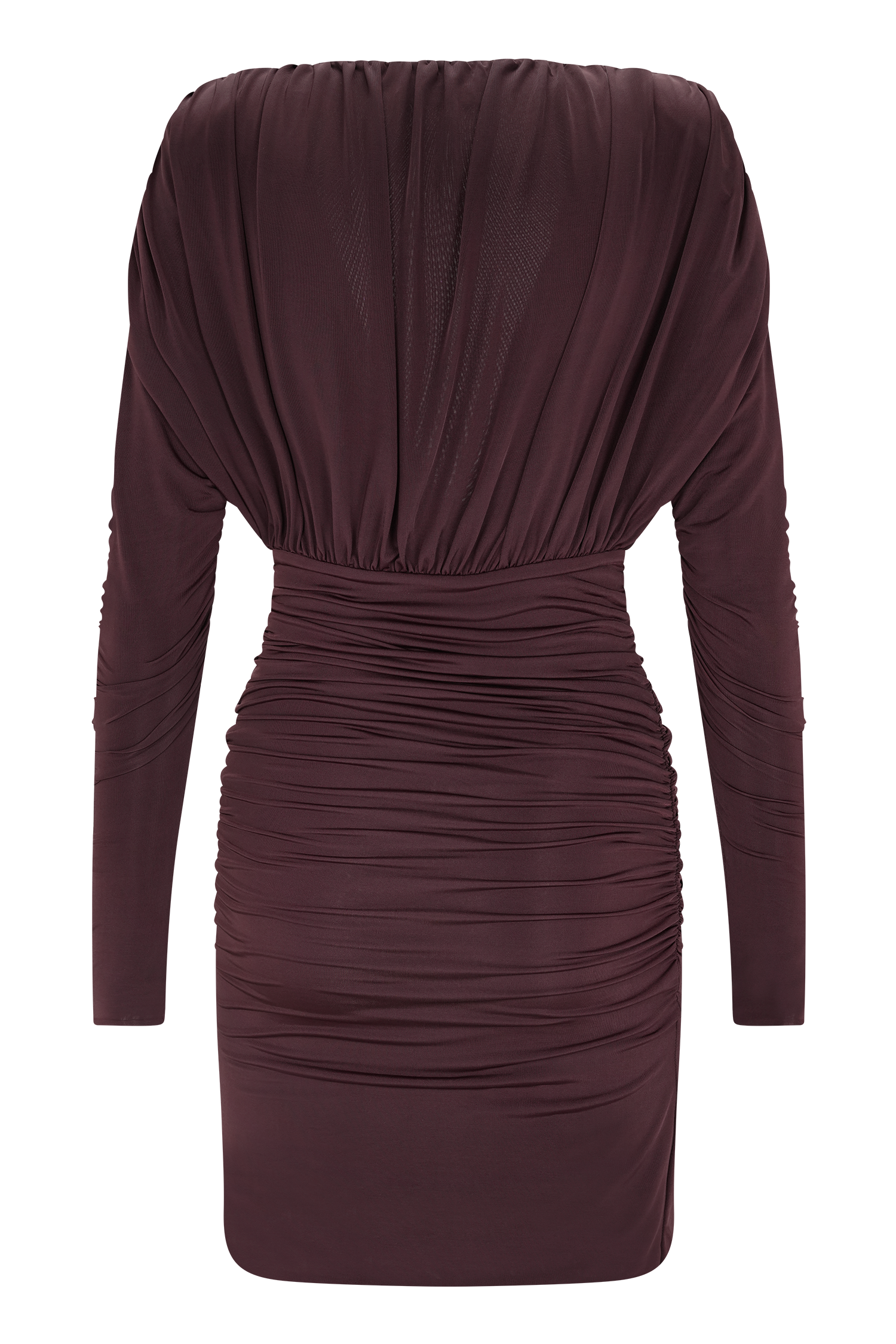 Hayden Long Sleeve Plunge Mini Dress / Burgundy | Meshki | XXS Hayden Long Sleeve Plunge Mini Dress / Burgundy | Meshki | XXS