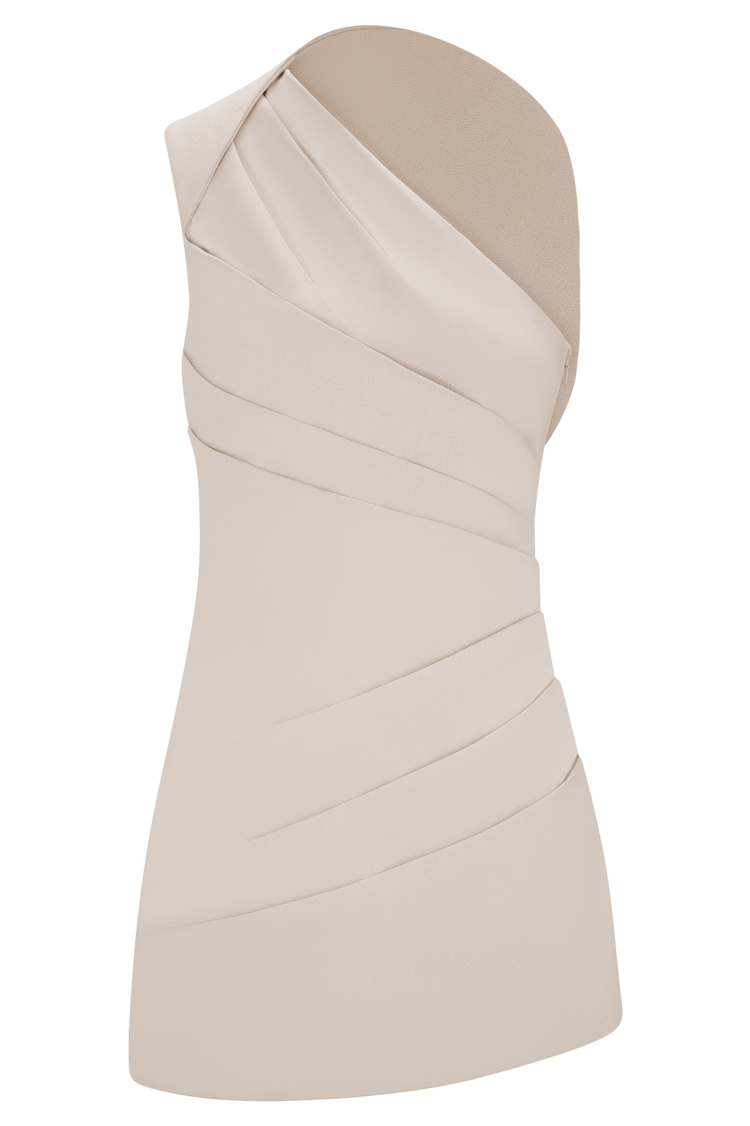Helena One Shoulder Linen Mini Dress - Natural Beige | MESHKI US Helena One Shoulder Linen Mini Dress - Natural Beige | MESHKI US