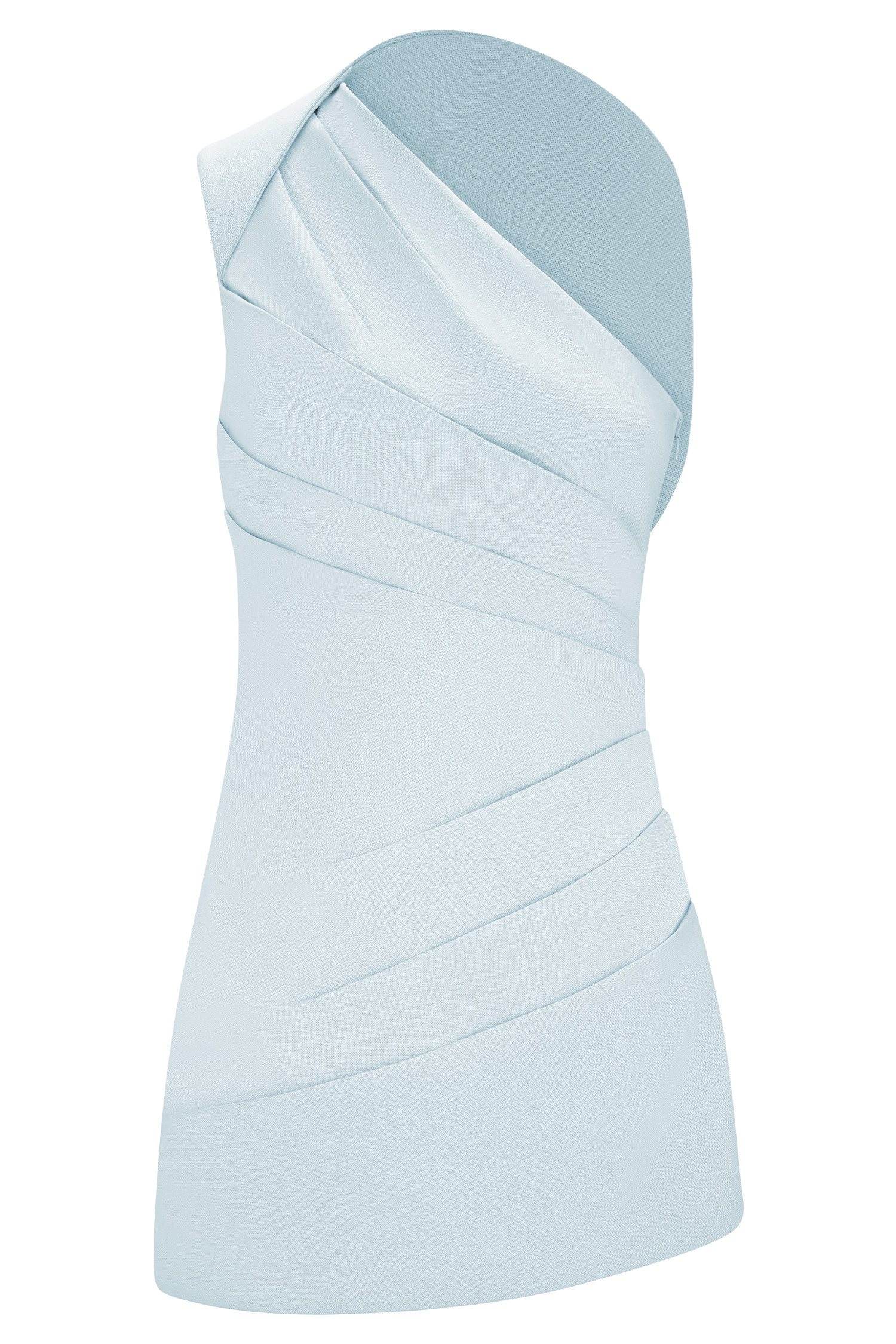 Helena One Shoulder Linen Mini Dress - Powder Blue #11