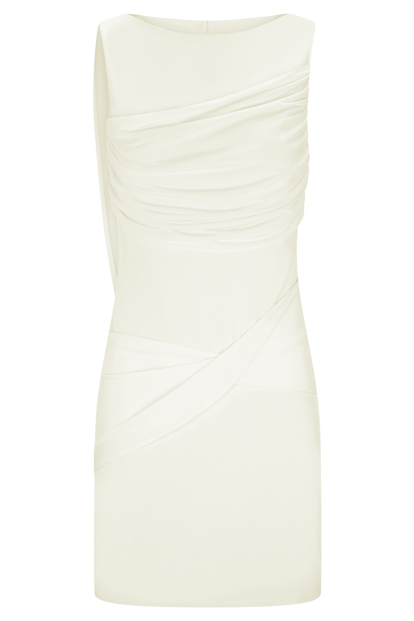 Henley Slinky Drape Mini Dress - Ivory
