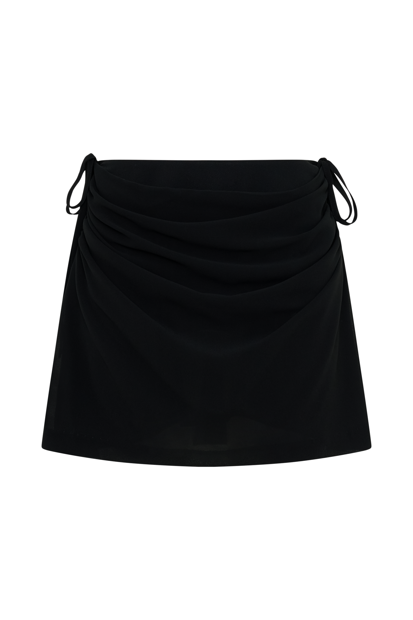 Indie Draped Chiffon Mini Skirt - Black