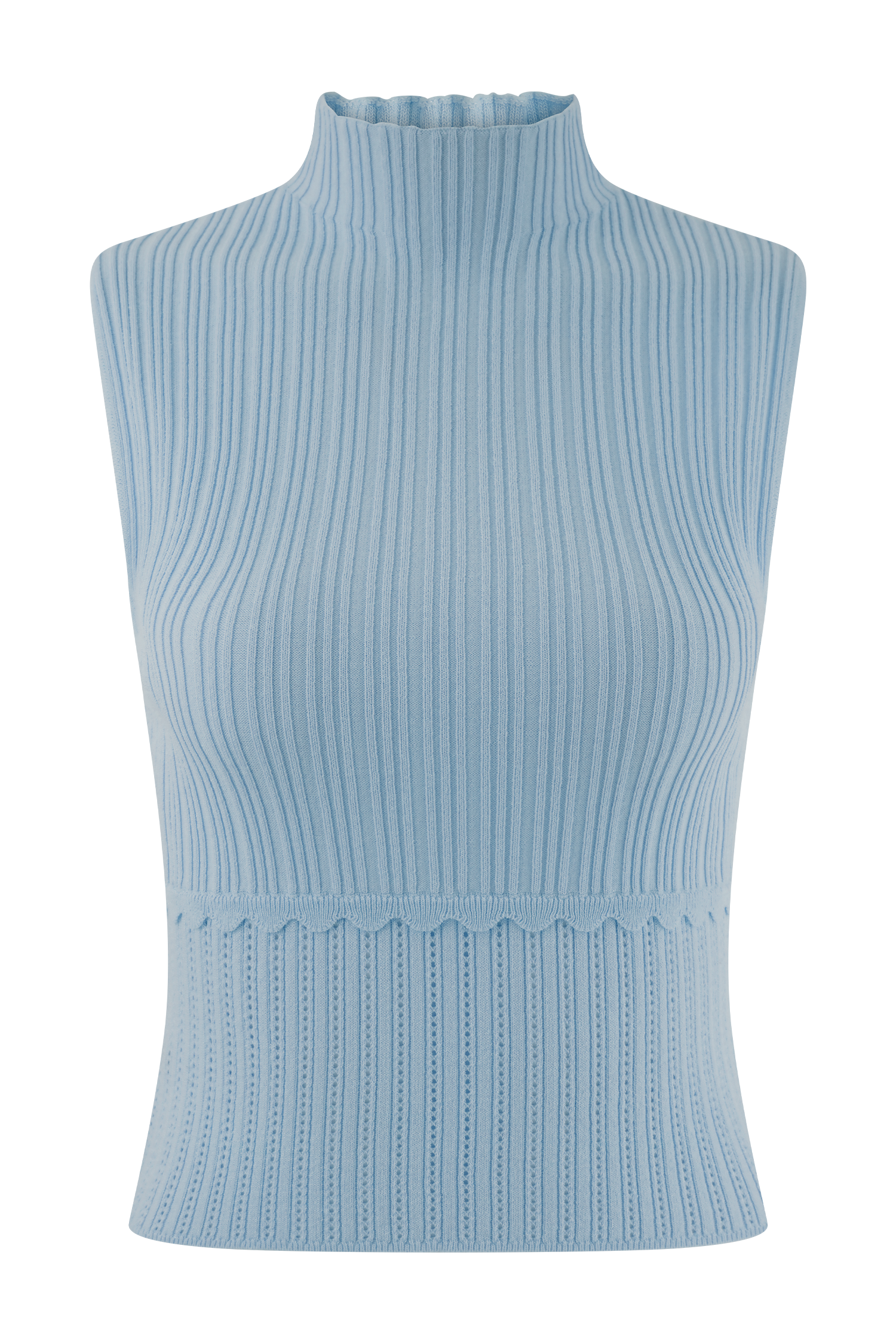 Indy Pointelle Knit Top - Cornflower Blue #9