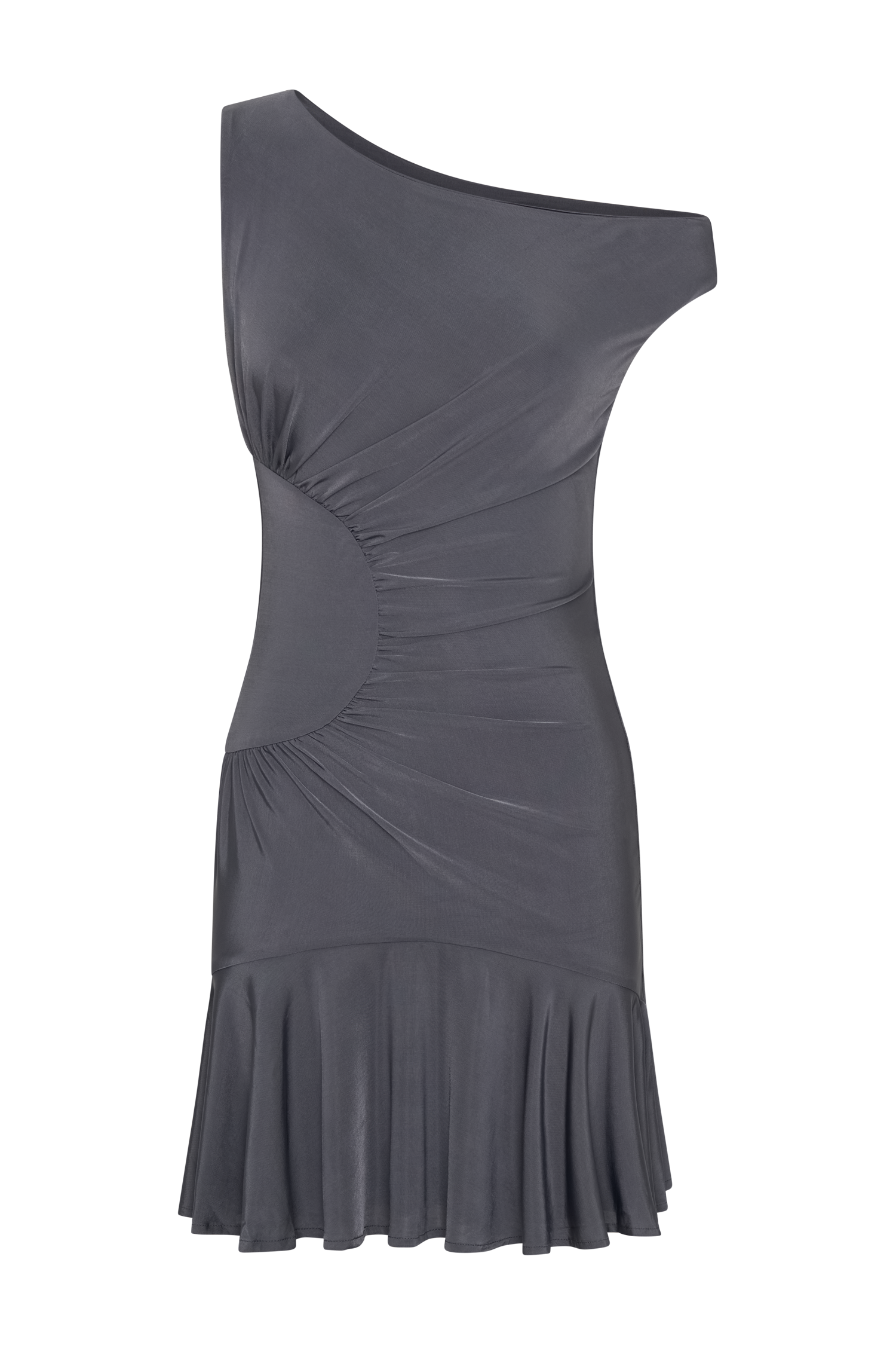 Irving Off Shoulder Slinky Mini Dress - Dark Charcoal #10
