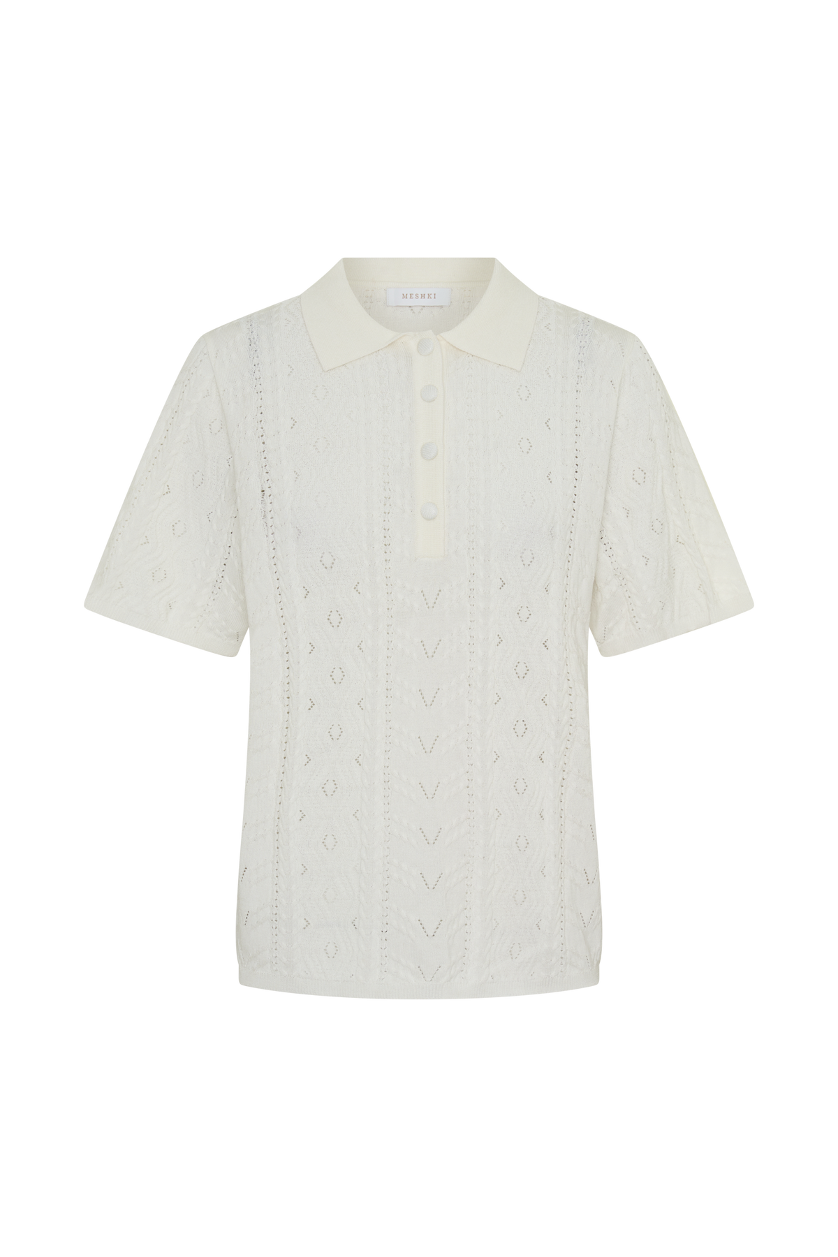Jill Pointelle Knit Top - White #8