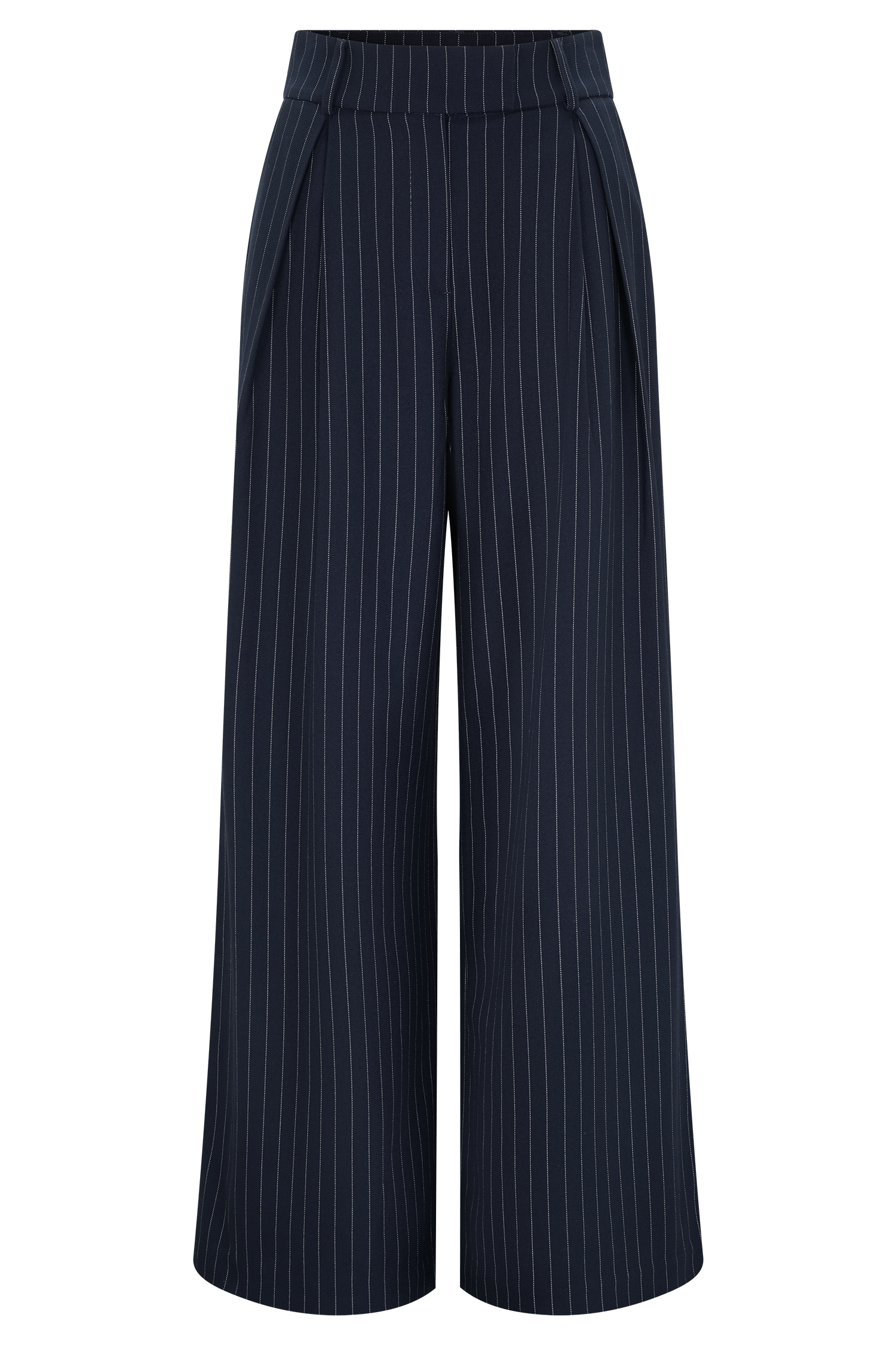 Jacqueline Pleated Wide Leg Pants - Navy Pinstripe #9