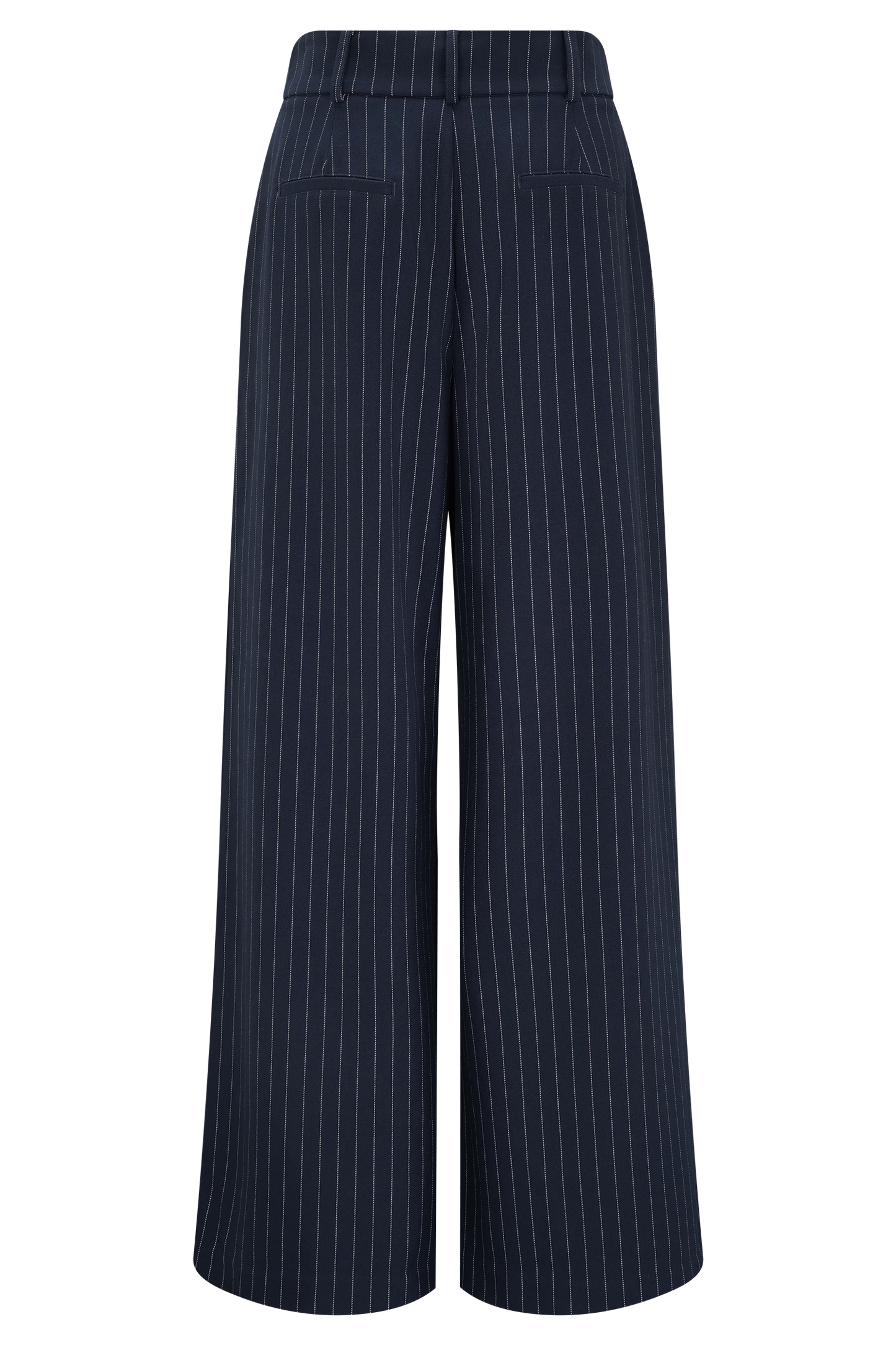 Jacqueline Pleated Wide Leg Pants - Navy Pinstripe