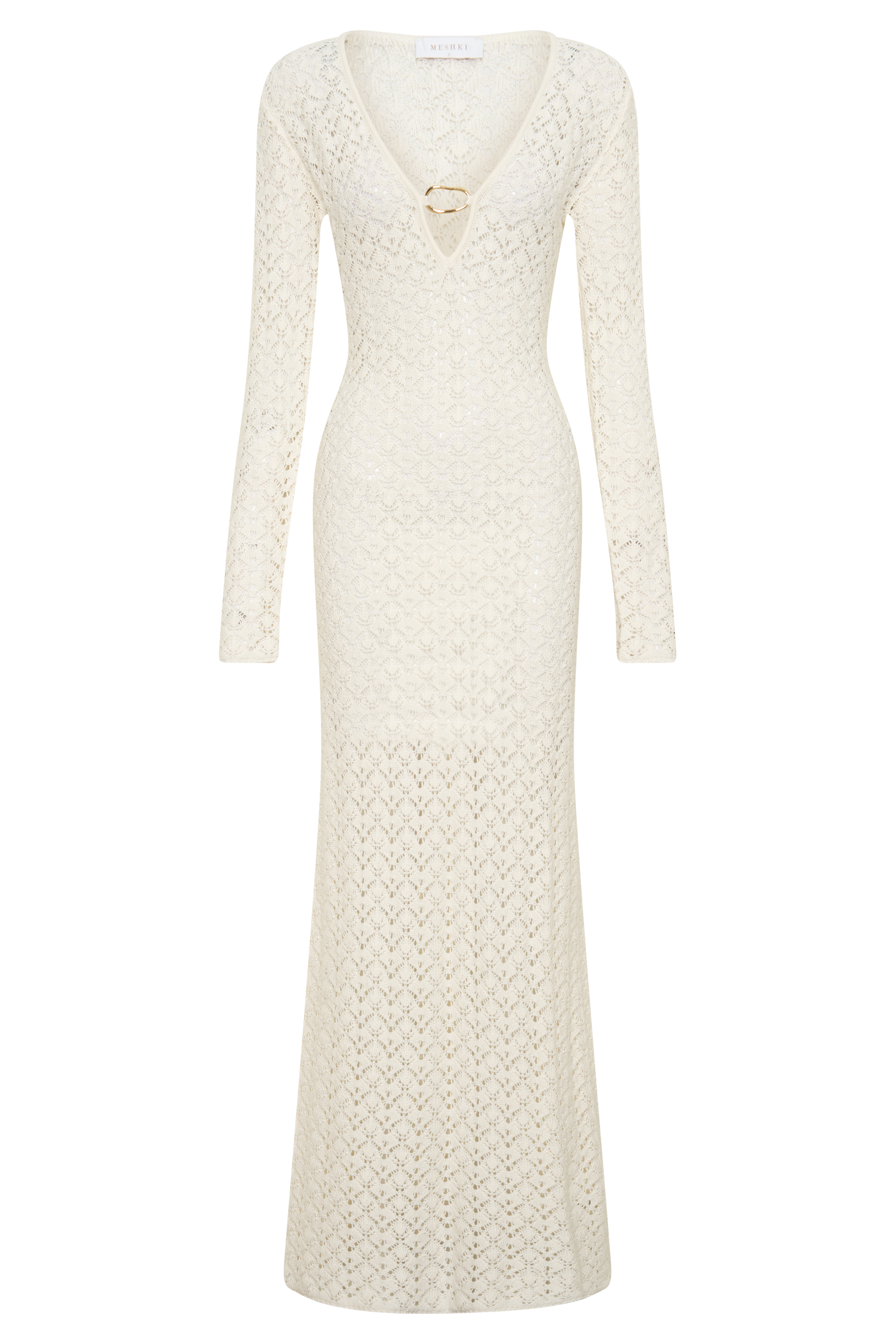 Jamaya Crochet Knit Maxi Dress / Ivory | MESHKI