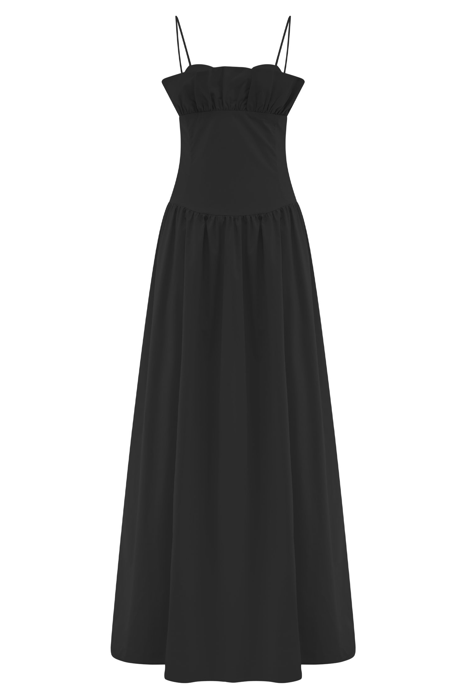 Janis Cotton Frill Maxi Dress - Black | MESHKI US Janis Cotton Frill Maxi Dress - Black | MESHKI US