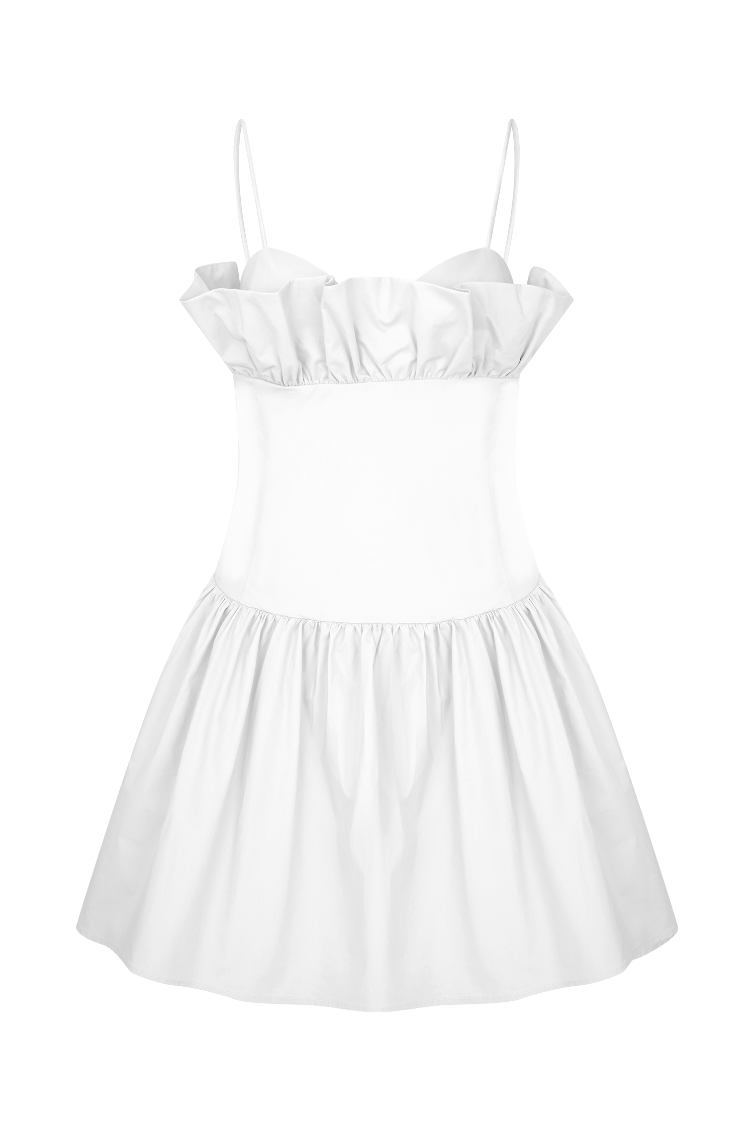 Janis Cotton Frill Mini Dress - White | MESHKI US Janis Cotton Frill Mini Dress - White | MESHKI US