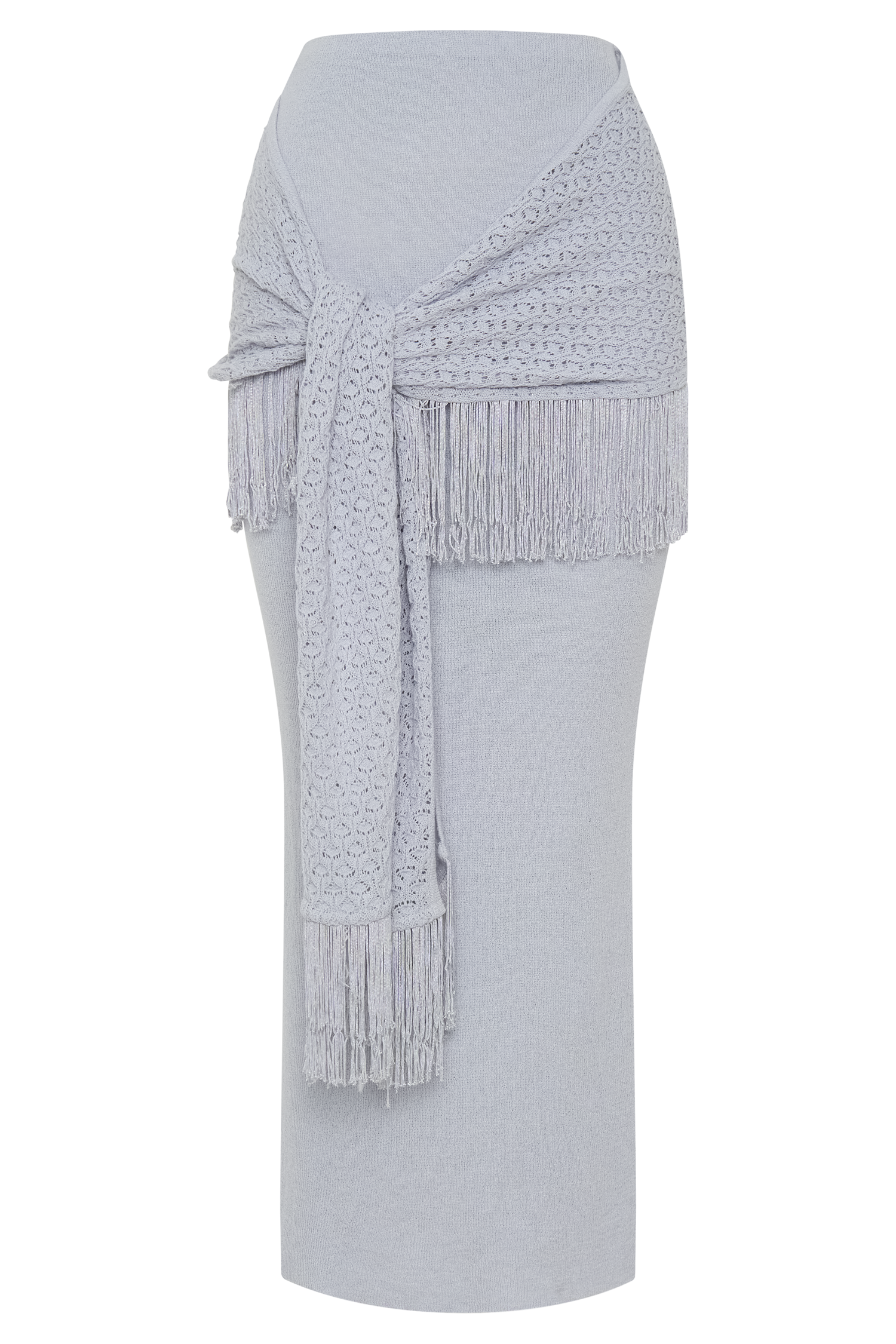Jaytee Knit Maxi Skirt With Fringe Tie - Sky Blue #11