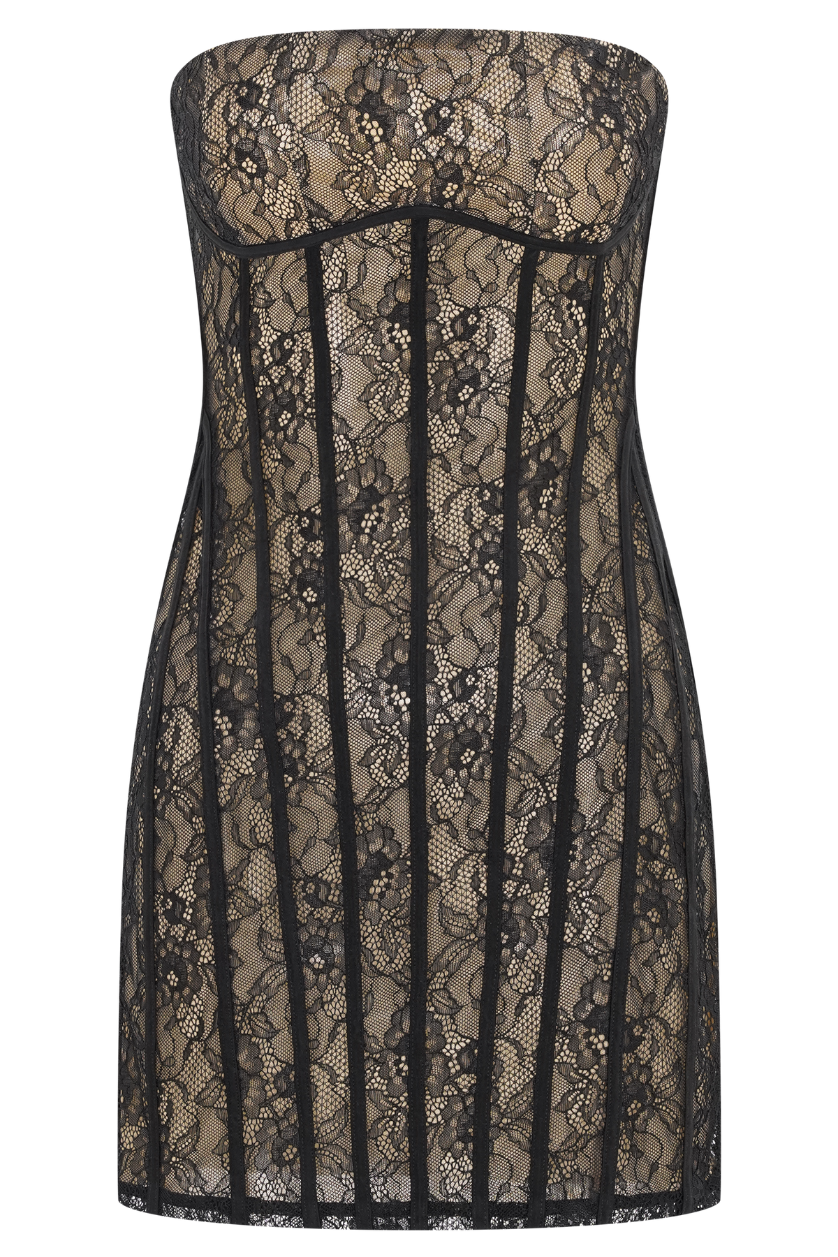Jeannette Panelled Lace Mini Dress - Black #9