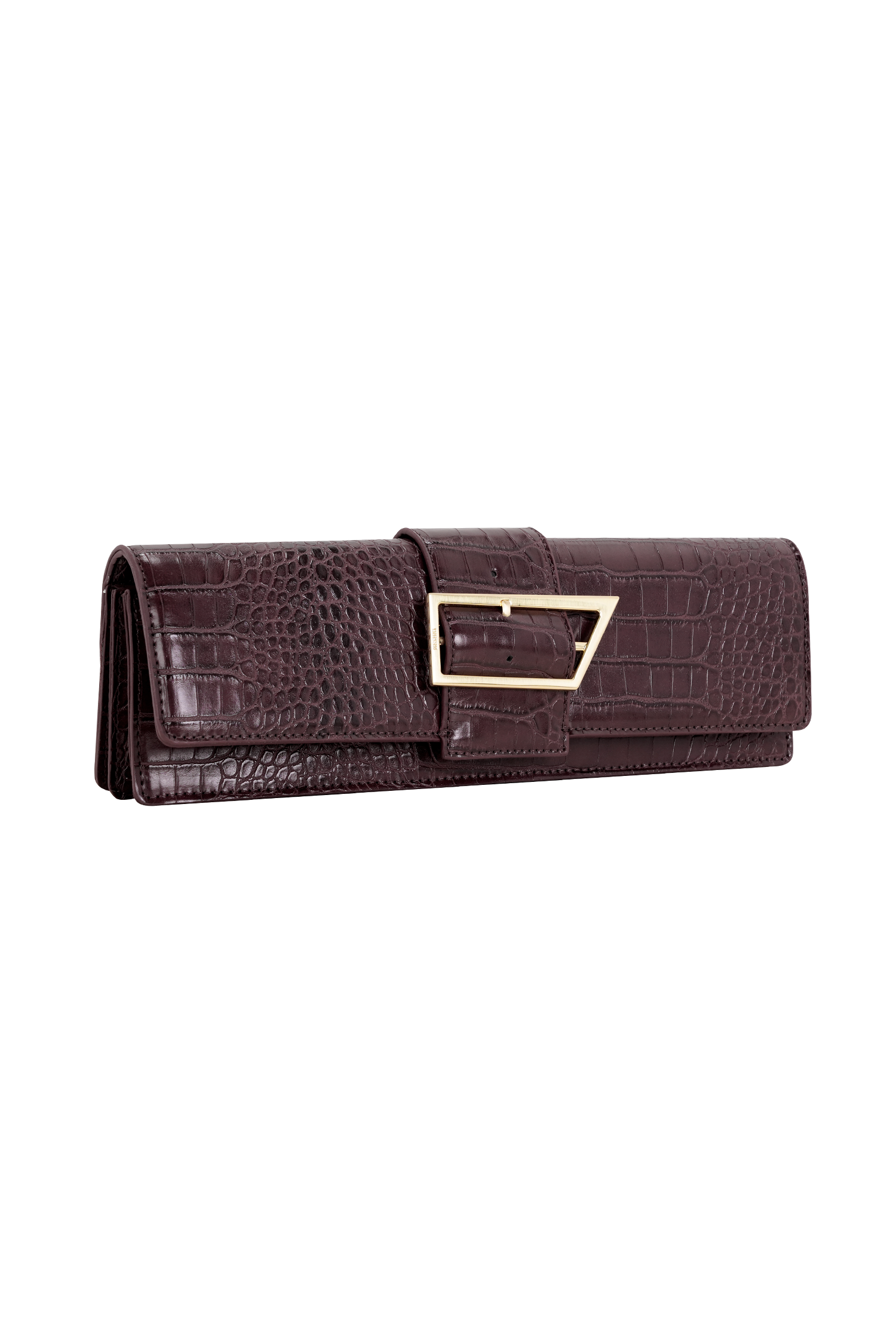 Jessica Faux Leather Crocodile Clutch - Burgundy #7