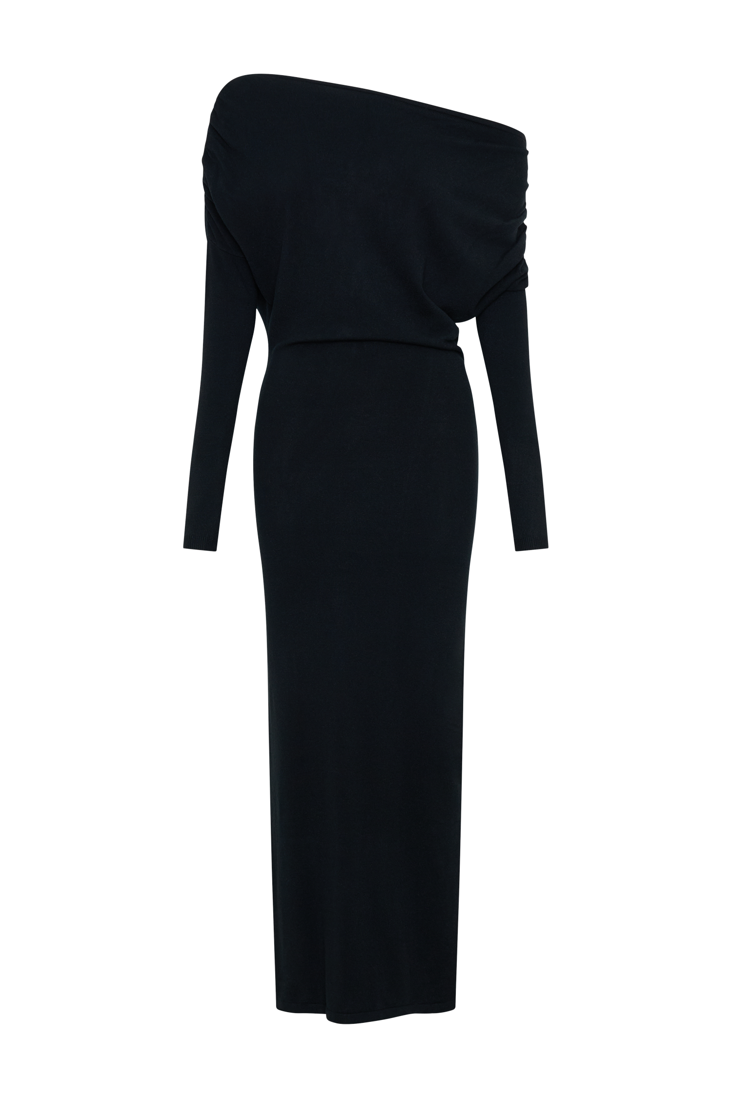 Jessie Cowl Neck Knit Midi Dress Black MESHKI US