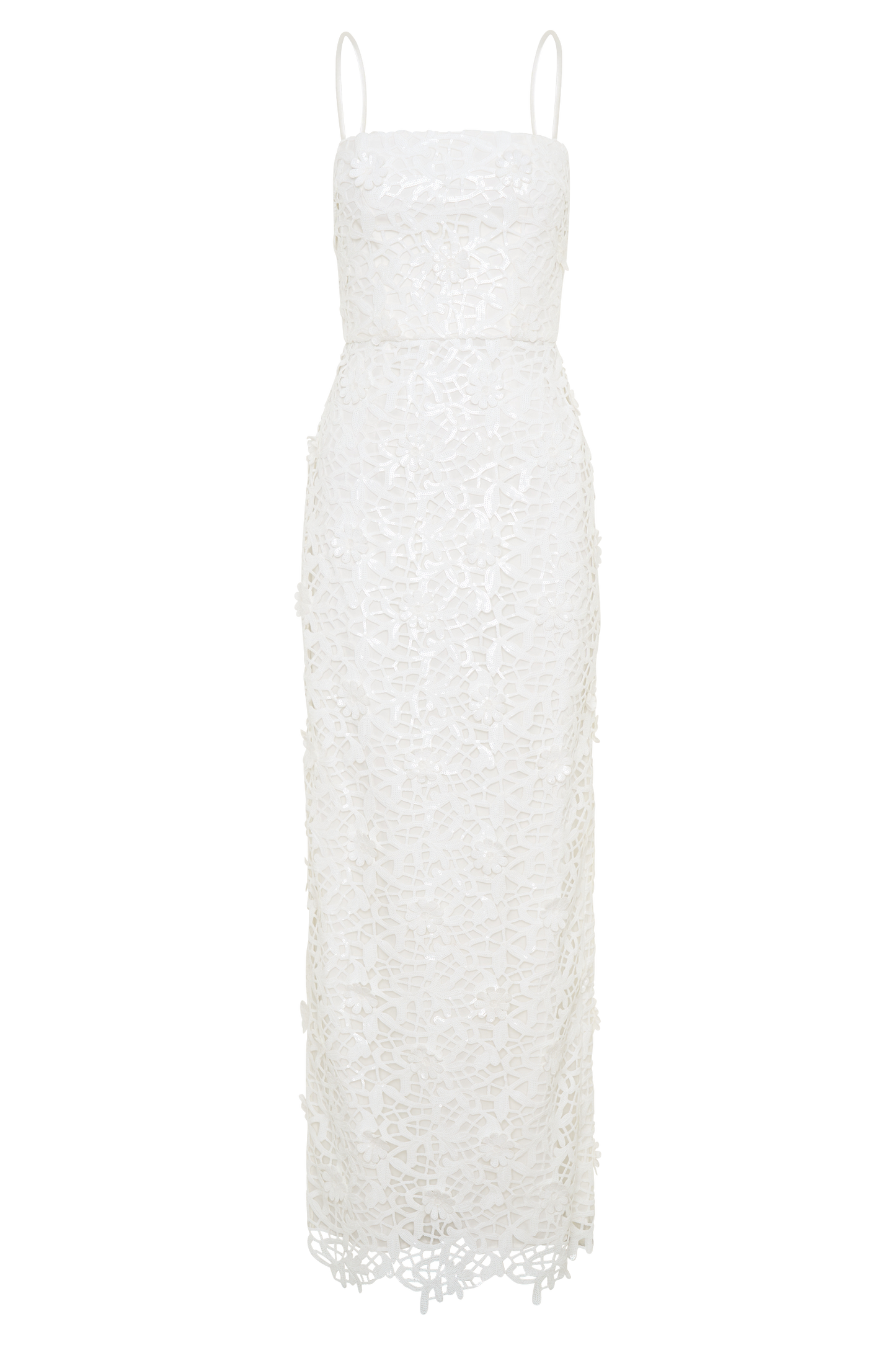 Josefa Sequin Lace Maxi Dress - White