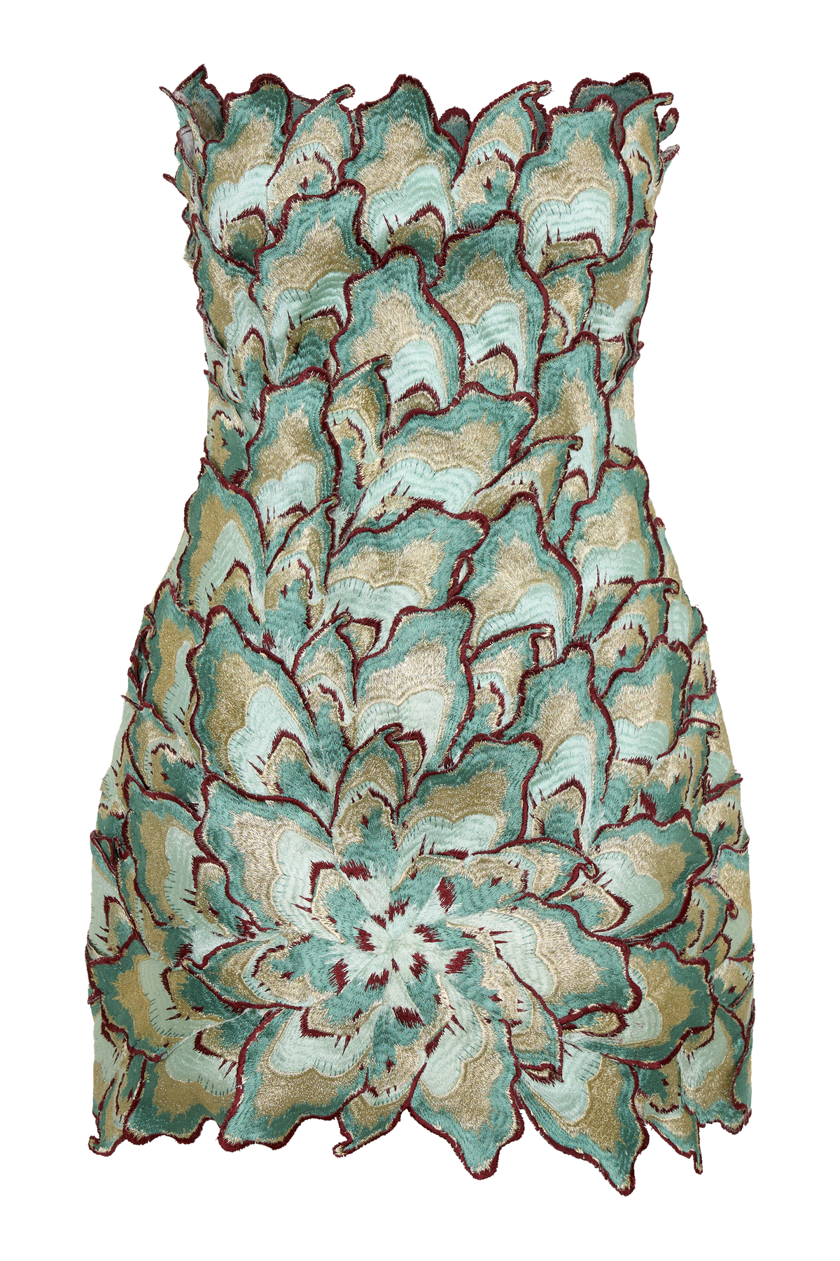 Juniper Hand Embroidered Floral Mini Dress - Gold/Teal #8