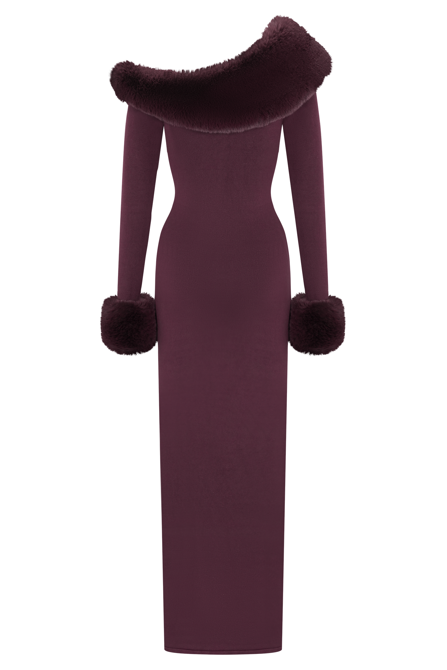 black dress fur Karleigh Faux Fur Knit Maxi Dress - Plum