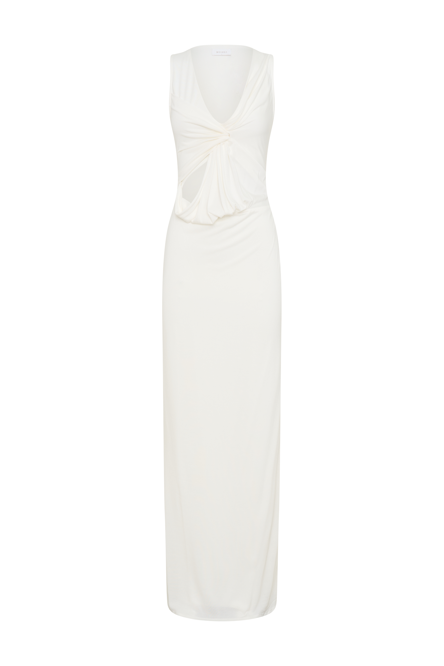 Kassidy Peached Jersey Maxi Dress - Ivory | MESHKI US Kassidy Peached Jersey Maxi Dress - Ivory | MESHKI US