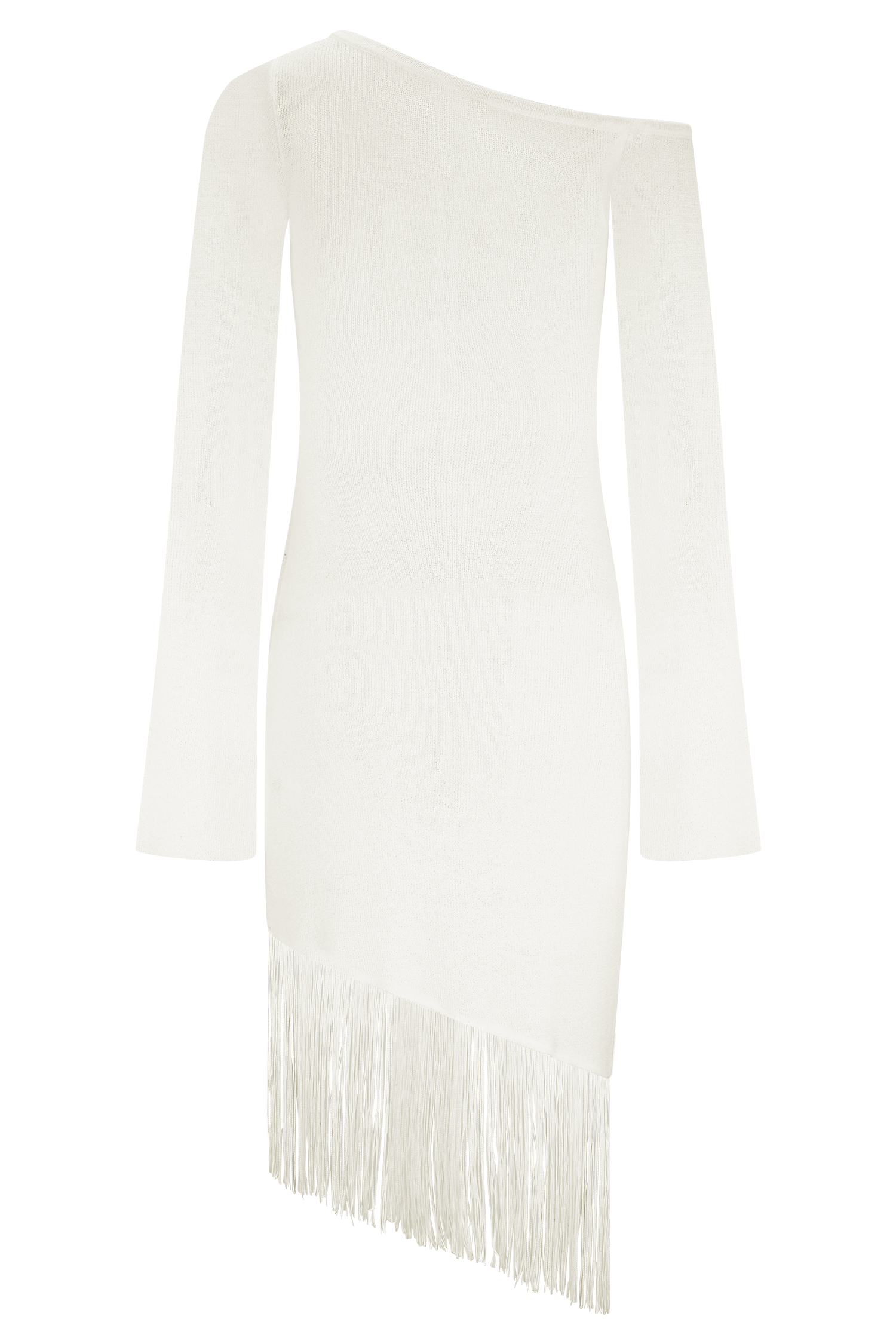 Kayden Fringe Off Shoulder Knit Mini Dress / Ivory | MESHKI | XL Kayden Fringe Off Shoulder Knit Mini Dress / Ivory | MESHKI | XL
