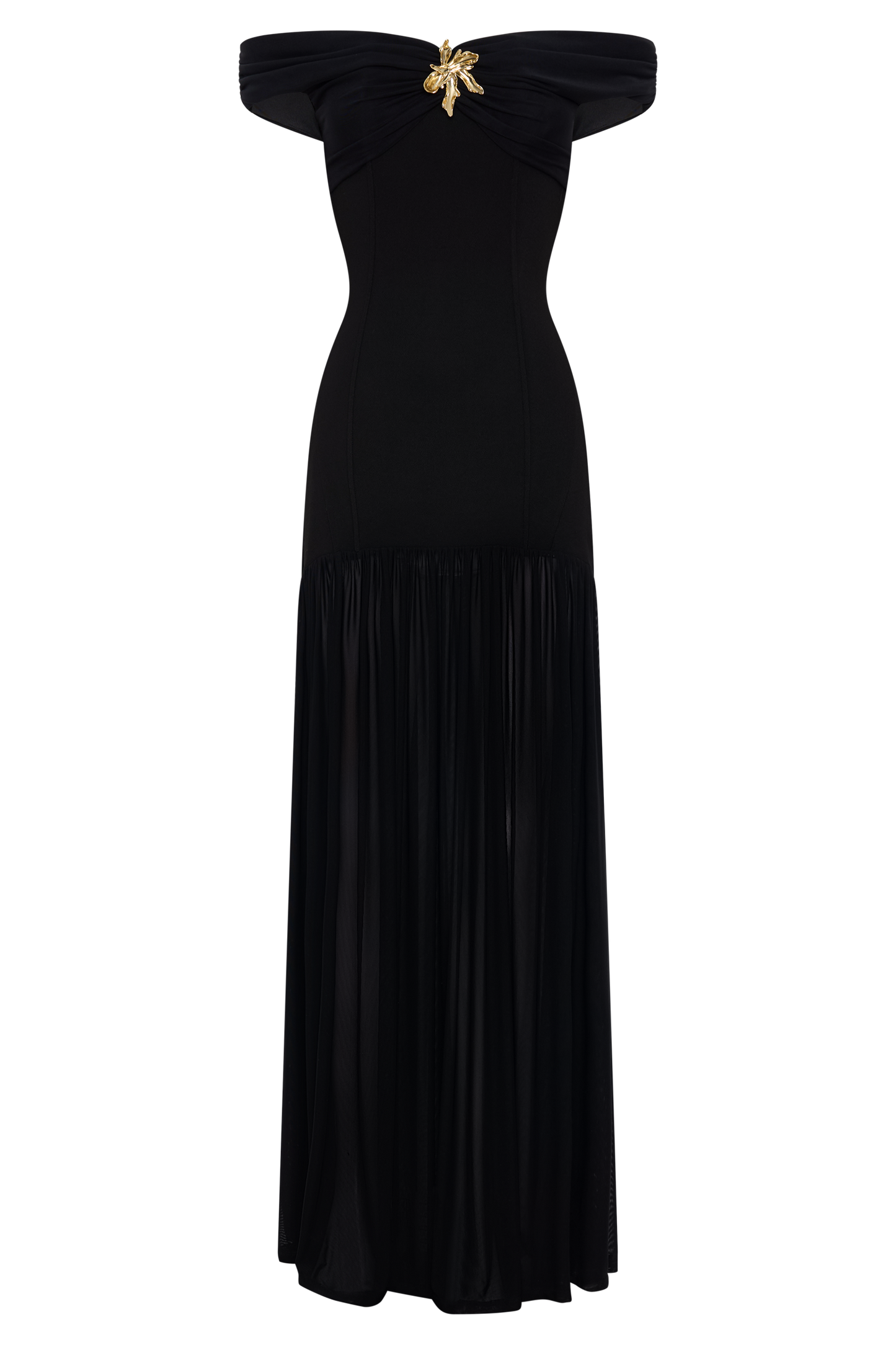 Kellie Off Shoulder Crepe Maxi Dress - Black