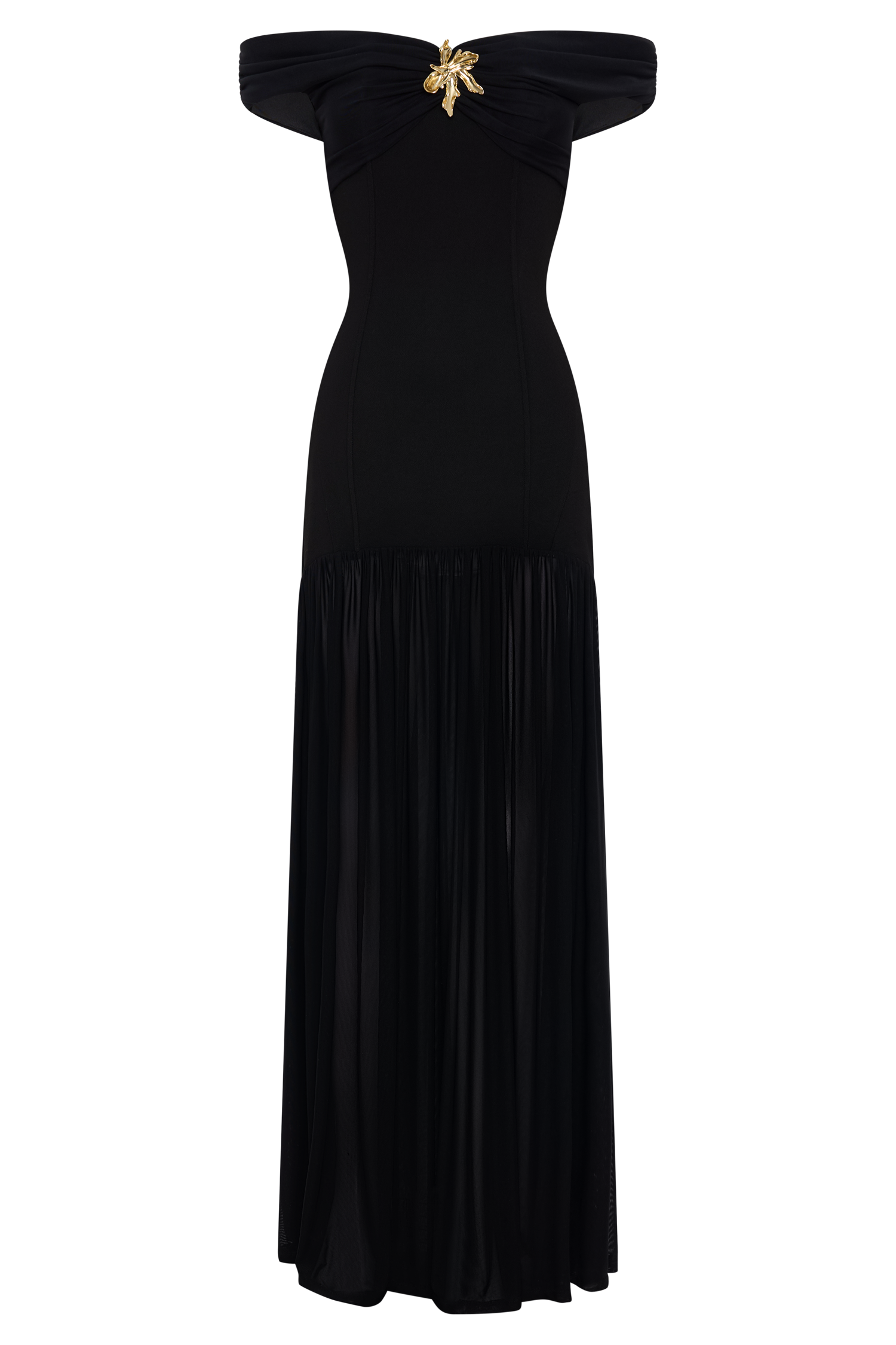 Kellie Off Shoulder Crepe Maxi Dress - Black #9