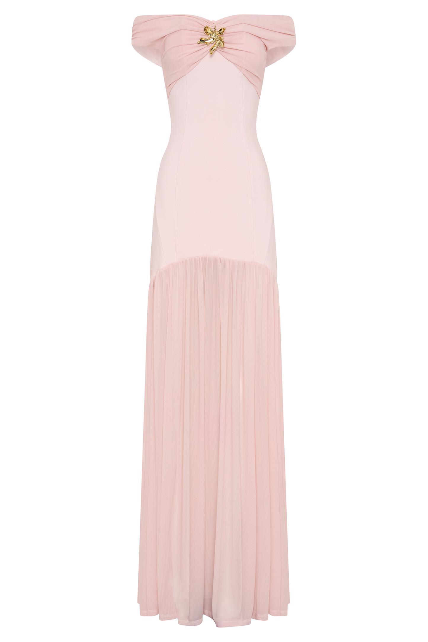 Kellie Off Shoulder Crepe Maxi Dress - Blush Pink