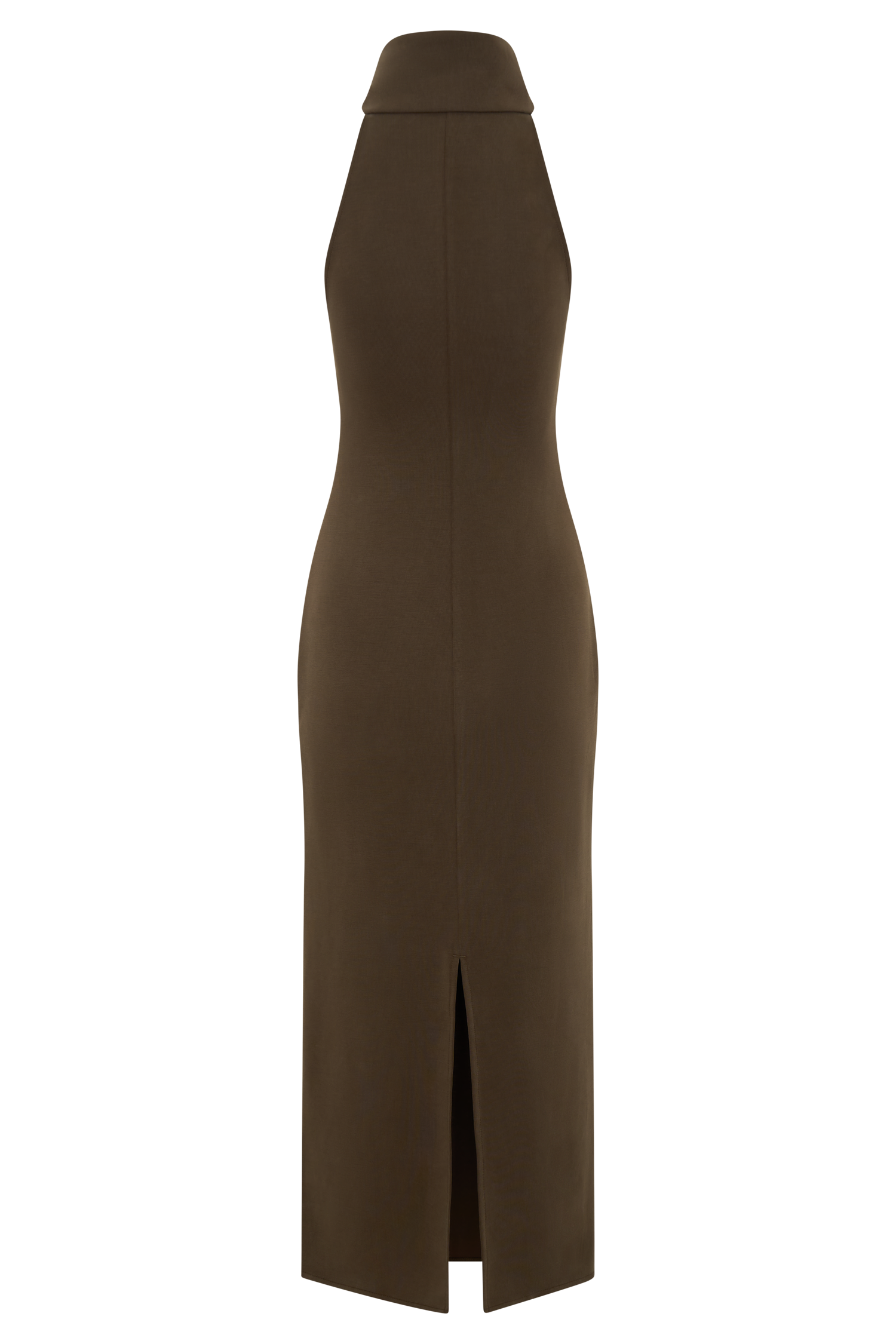 Kennedy High Neck Midi Dress - Chocolate | MESHKI US Kennedy High Neck Midi Dress - Chocolate | MESHKI US