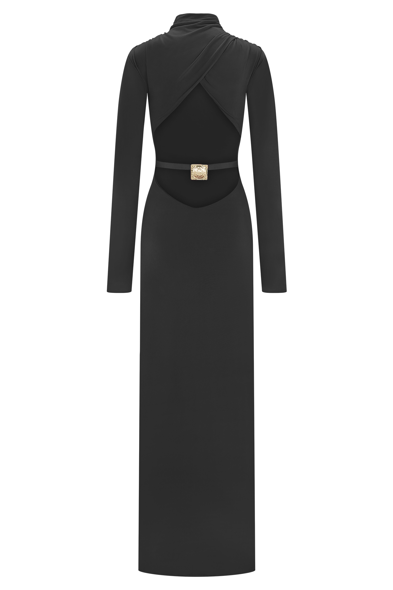 Kiyah Slinky Cut Out Maxi Dress / Black | MESHKI