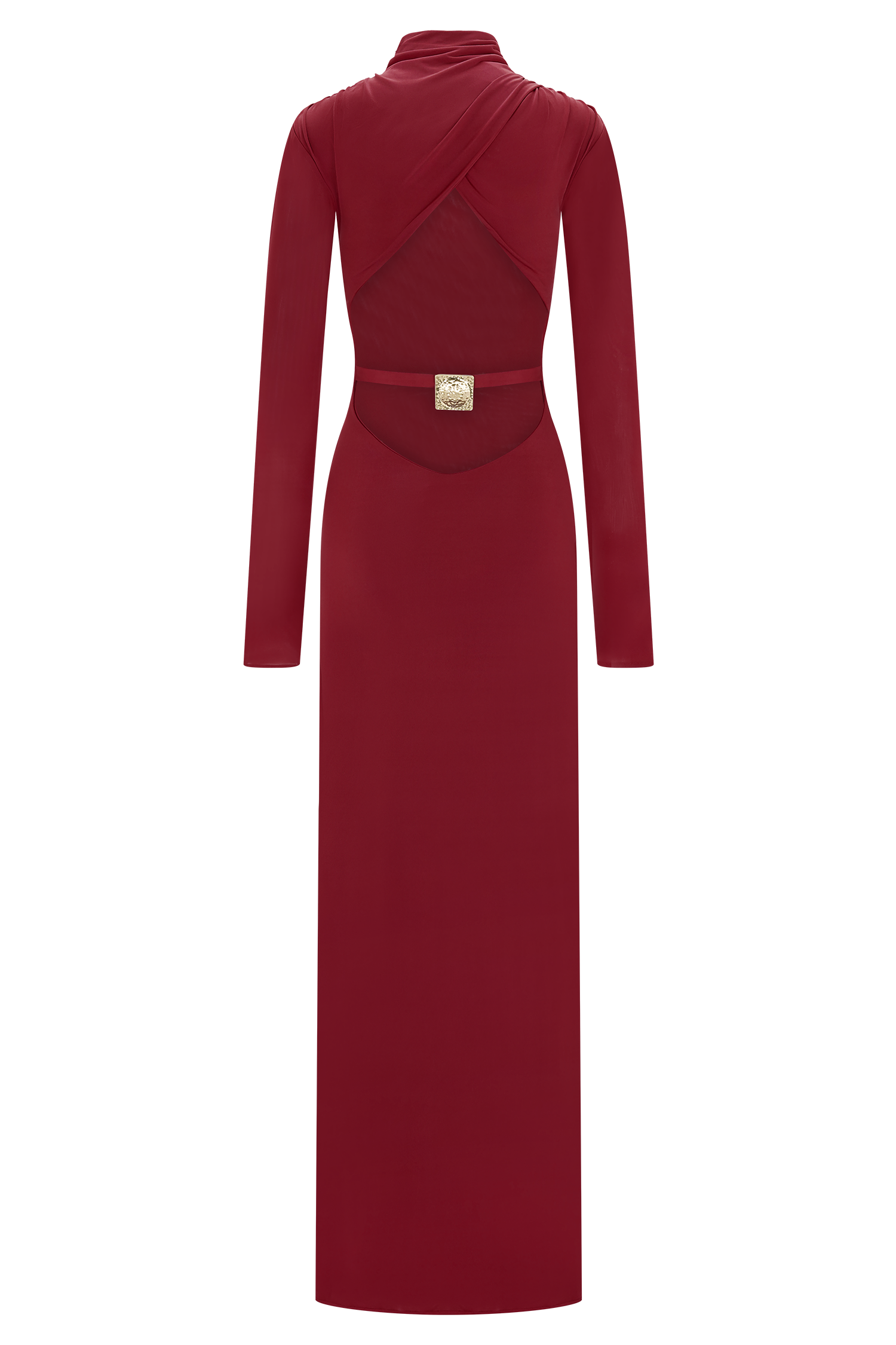 meshki red satin dress Elina Satin Necklace Maxi Dress - Red