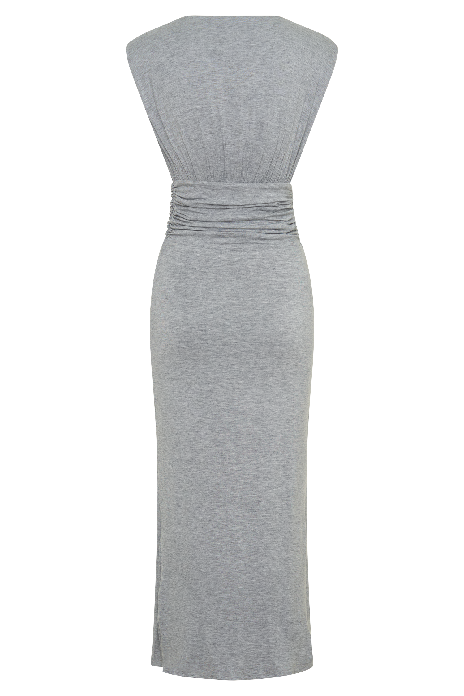 Kura Ruched Modal Sleeveless Midi Dress / Grey Marle | MESHKI