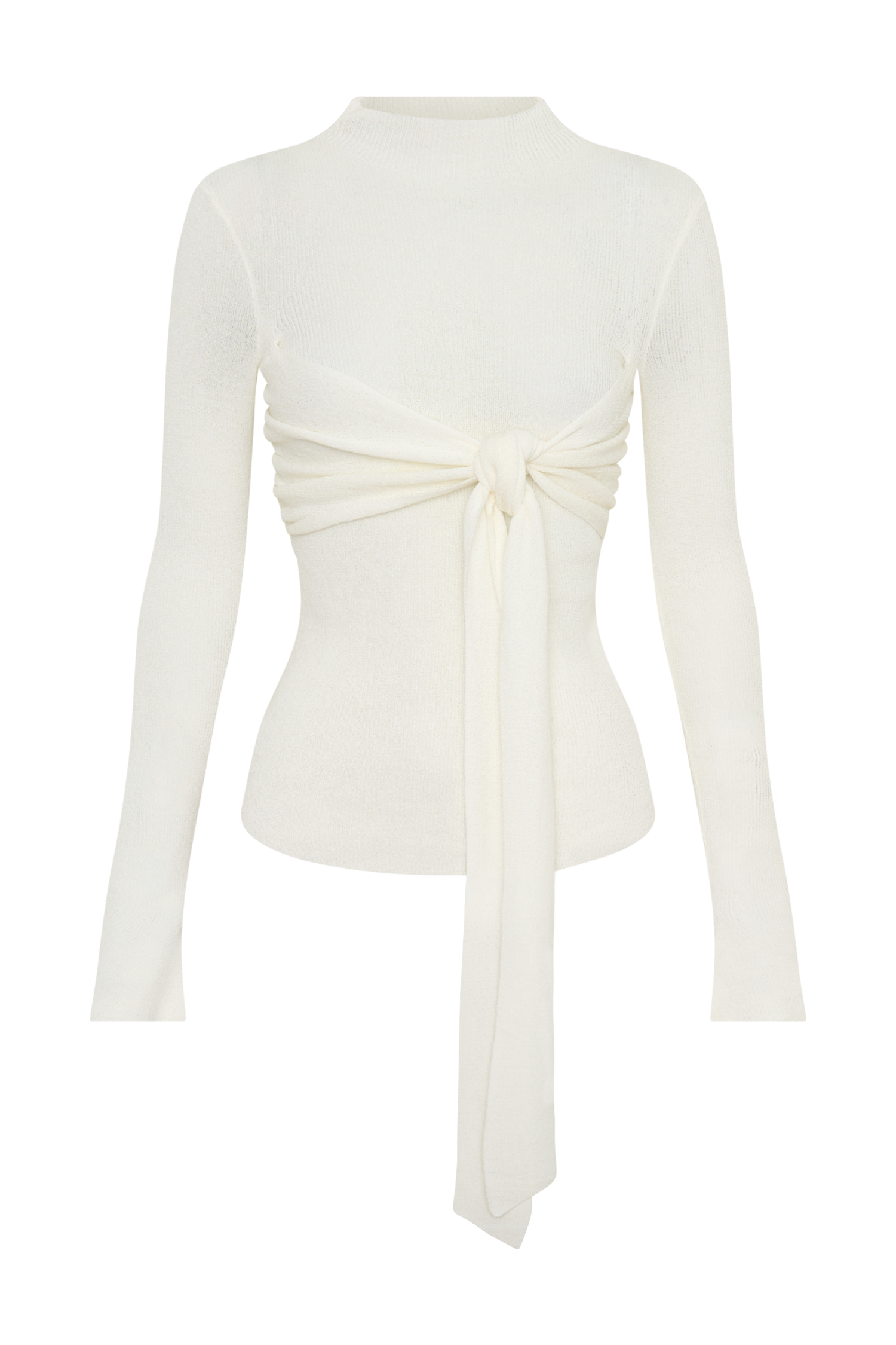 Lawson Wrap Knit Long Sleeve Top - White | MESHKI US