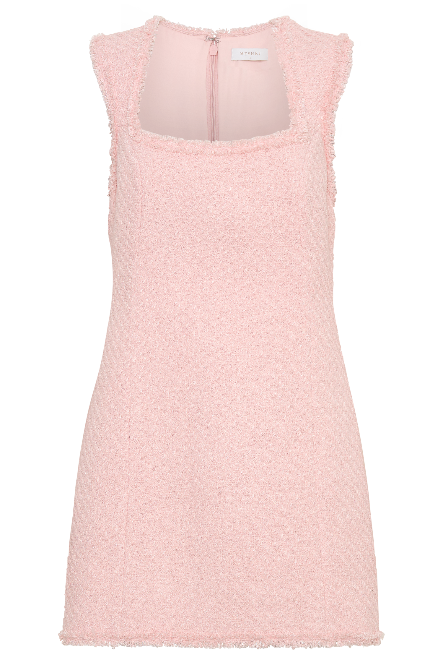 Lea Tweed Sleeveless Mini Dress - Baby Pink | MESHKI US Lea Tweed Sleeveless Mini Dress - Baby Pink | MESHKI US