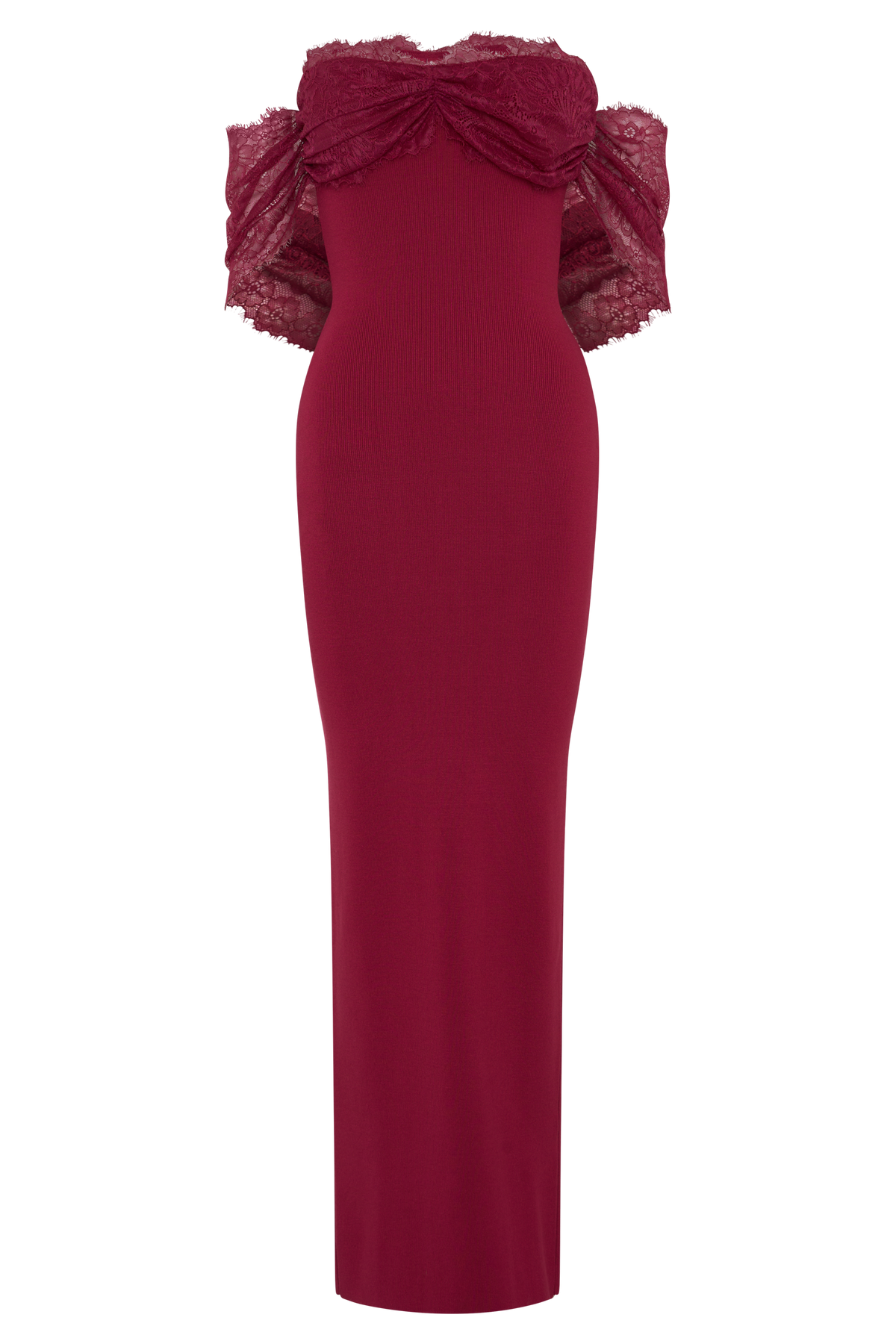 Leny Lace & Bandage Knit Maxi Dress - Burgundy #8