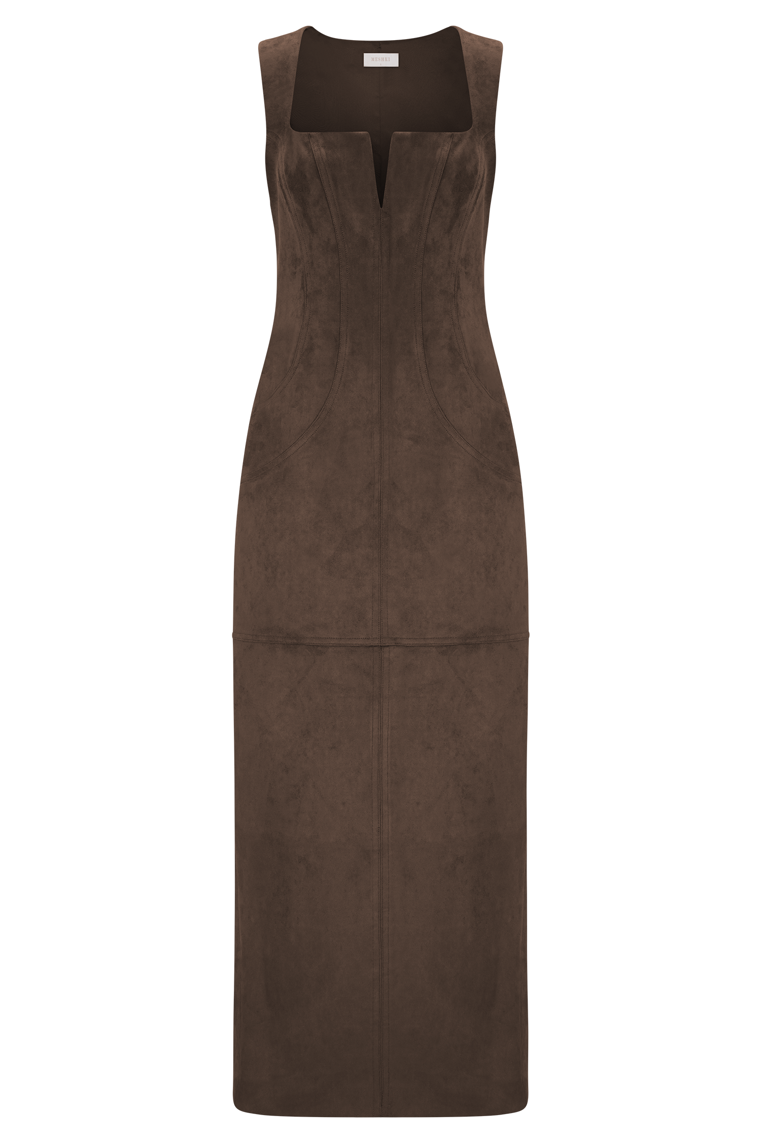 Liam Faux Suede Maxi Dress / Dark Chocolate | Meshki | Xs Liam Faux Suede Maxi Dress / Dark Chocolate | Meshki | Xs