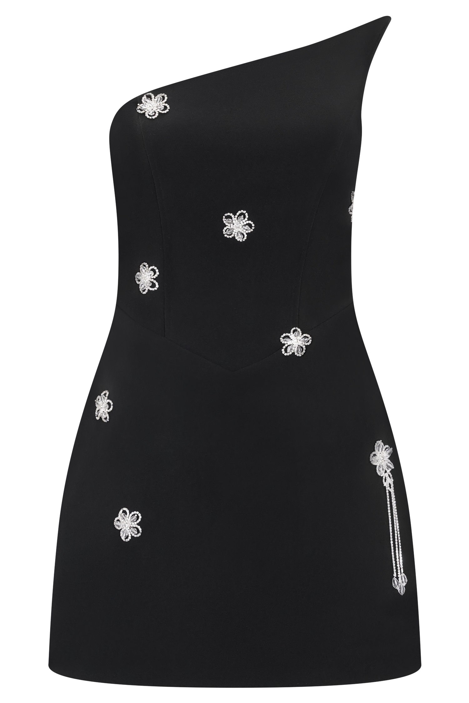 Liva Strapless Diamante Floral Trim Mini Dress - Black #11