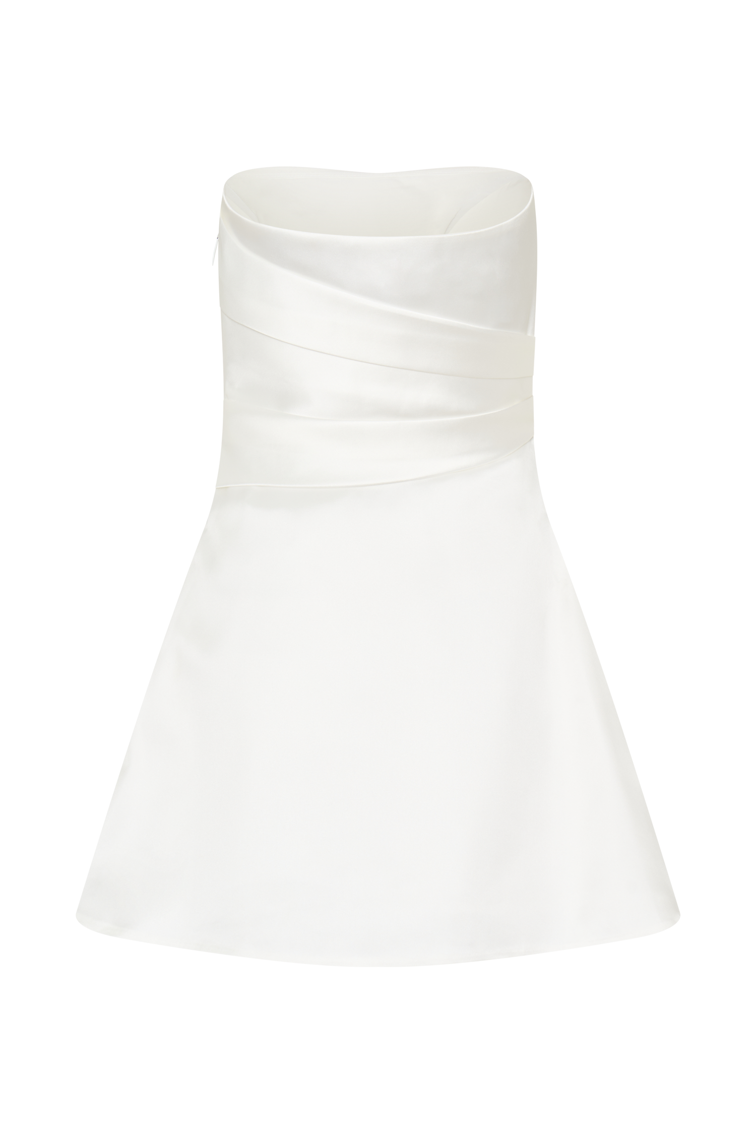 white strapless dress short Lora Strapless Satin Mini Dress - White