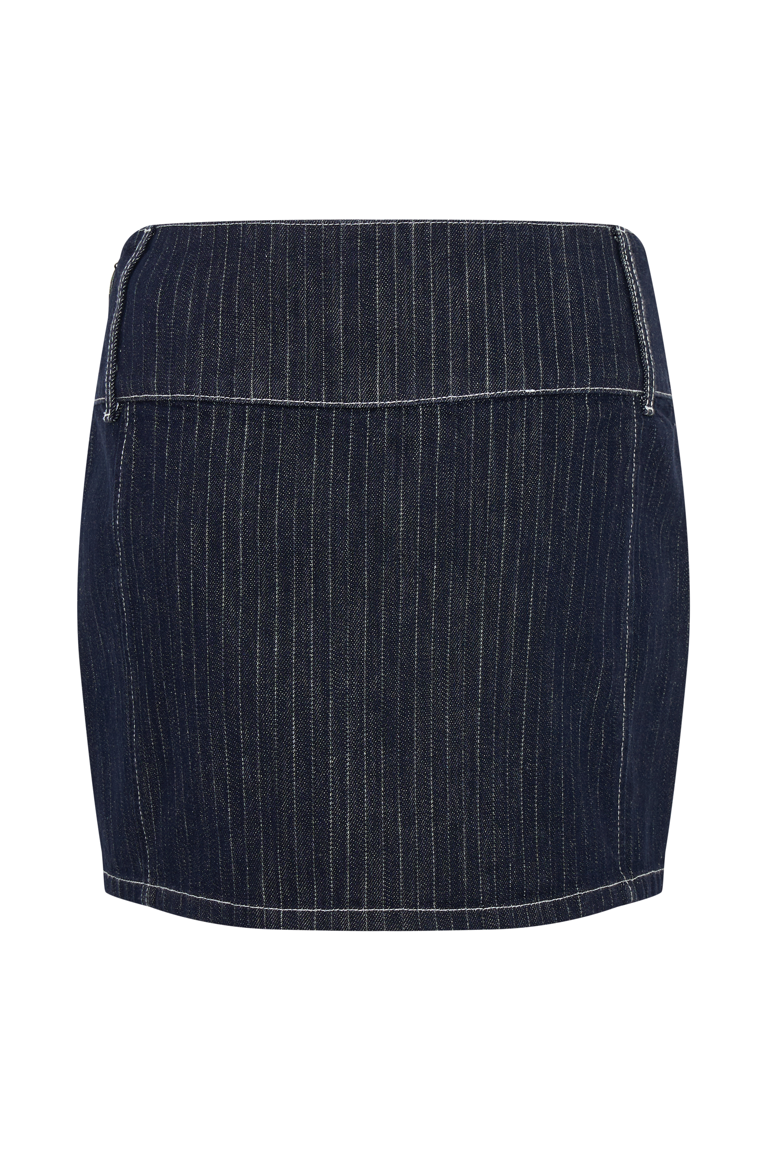 Loraine Mid Rise Denim Mini Skirt - Indigo Pinstripe #11