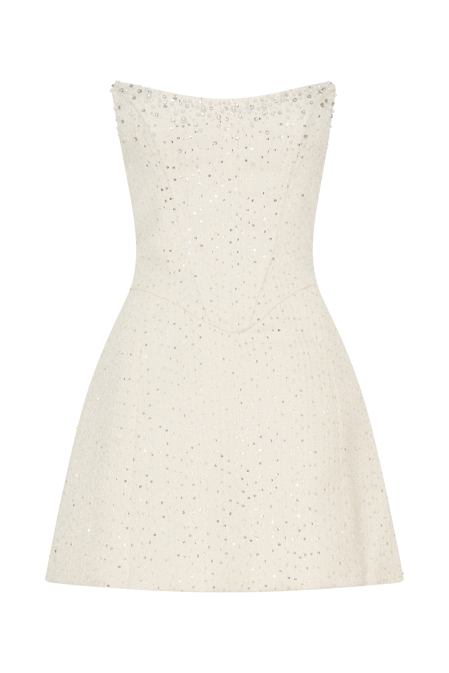 Lorrie Tweed Corset Mini Dress / White | MESHKI