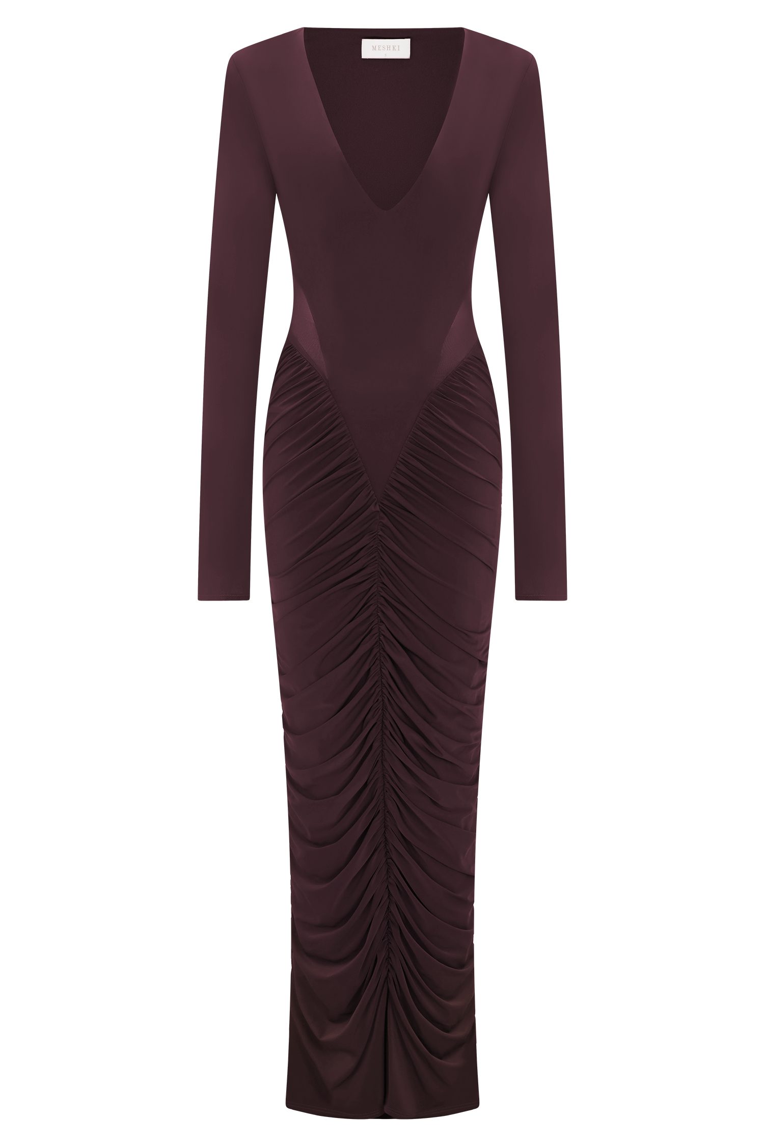 Louanne Slinky Long Sleeve Maxi Dress - Burgundy | MESHKI US Louanne Slinky Long Sleeve Maxi Dress - Burgundy | MESHKI US