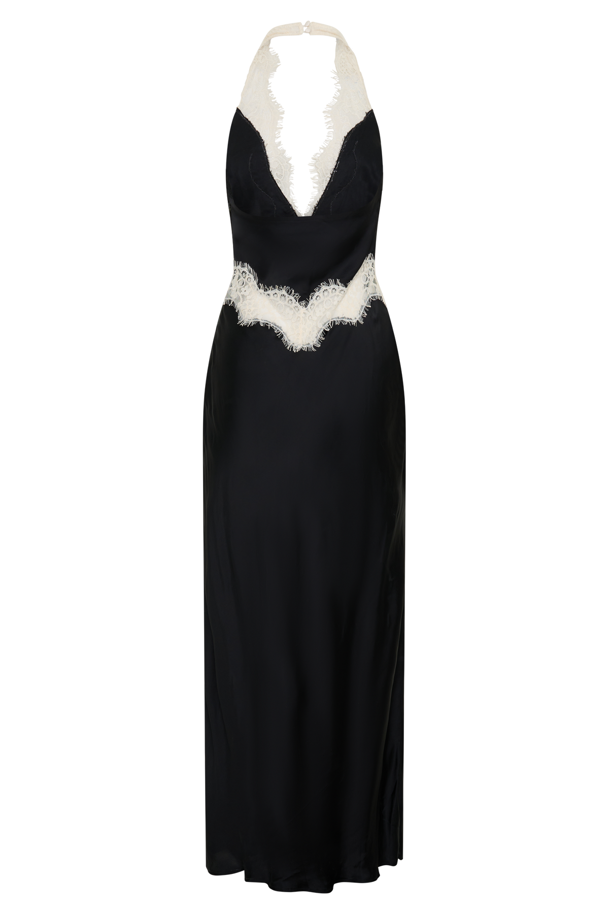Louise Satin And Lace Maxi Dress - Black/Ivory #8