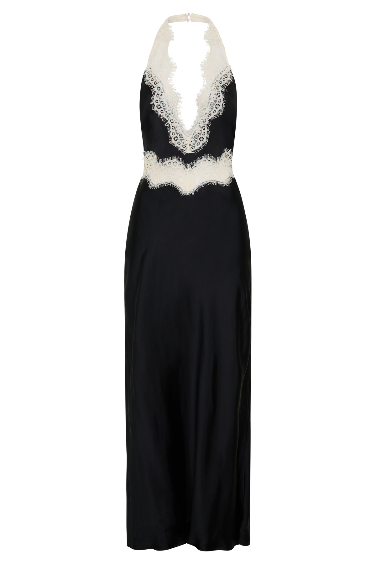 Louise Satin And Lace Maxi Dress - Black/Ivory #9