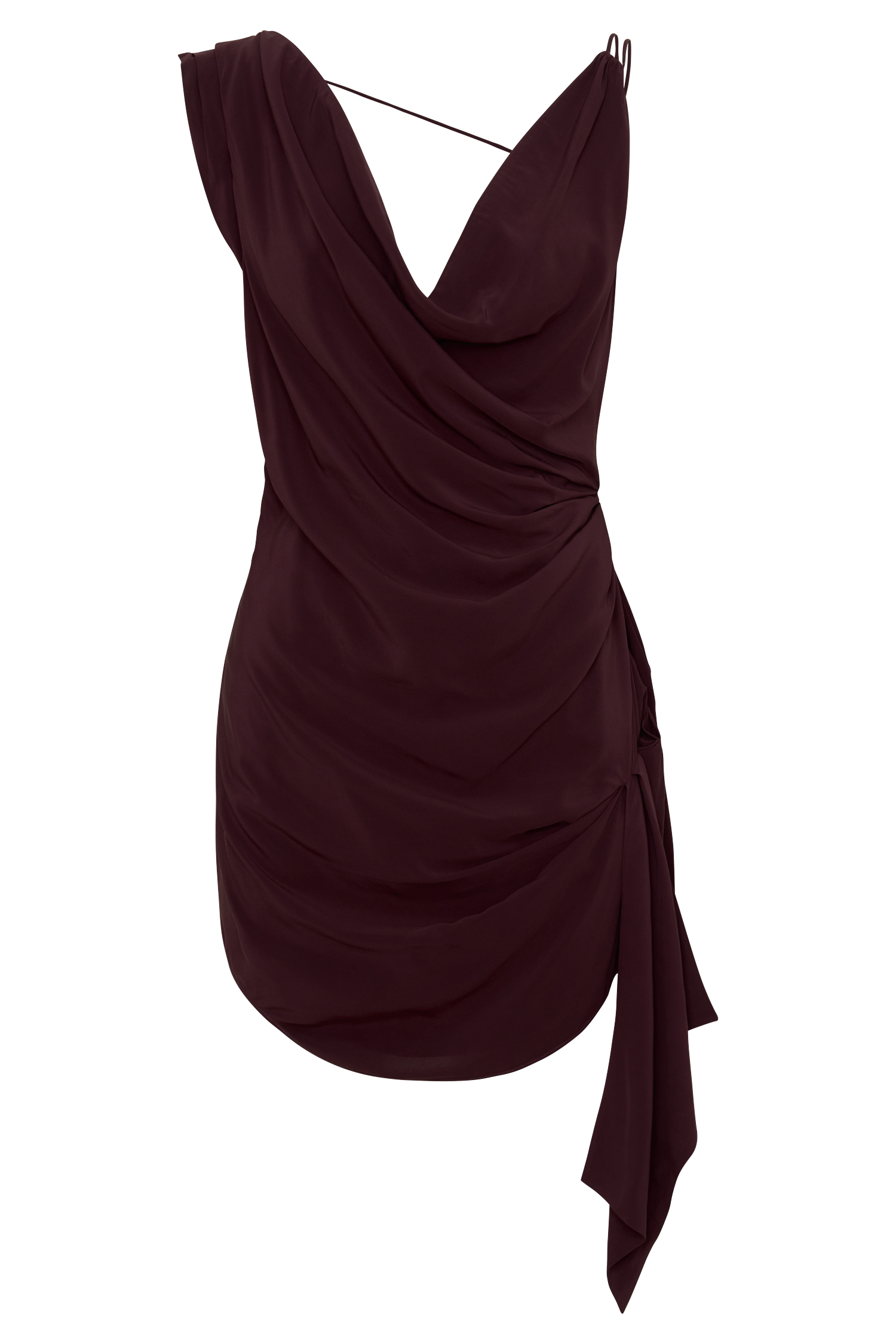 Lucile Cowl Drape Satin Mini Dress - Plum #9