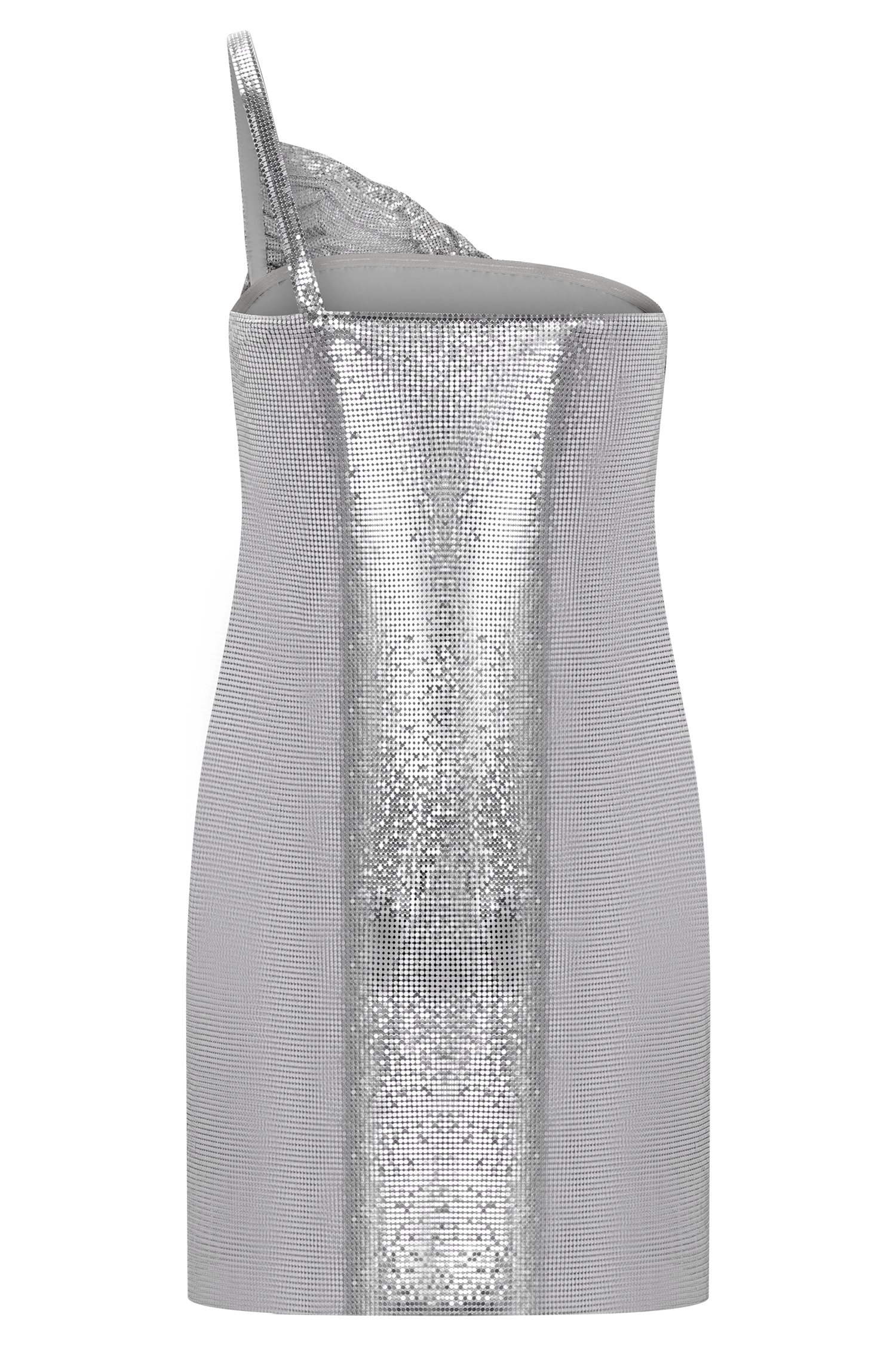 Lyle One Shoulder Glow Mesh Mini Dress - Silver #13