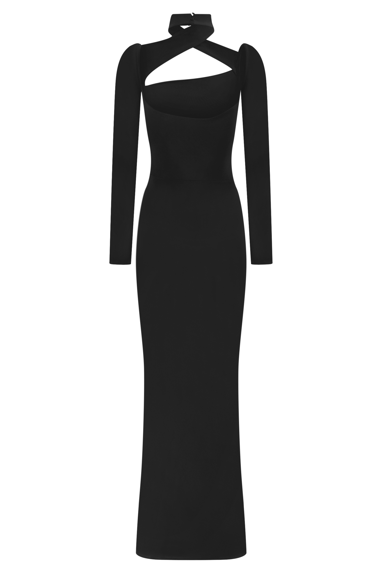 Lyndon Long Sleeve Slinky Maxi Dress / Black | MESHKI