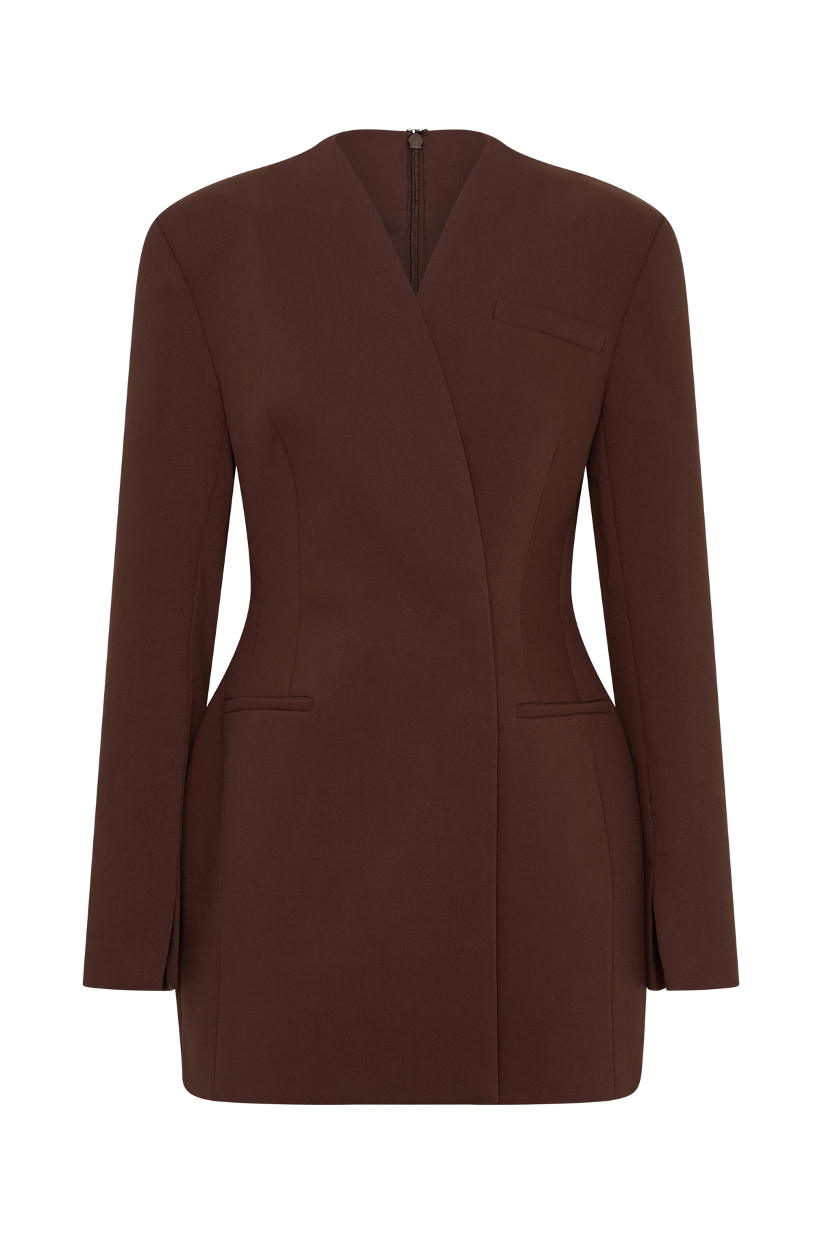 Makayla Suiting Structured Mini Dress - Dark Chocolate #9