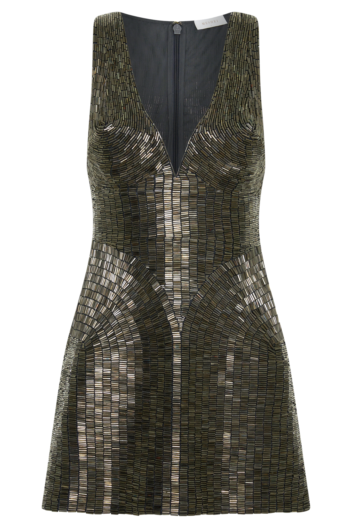 Milly Beaded Metal Mini Dress - Silver #9
