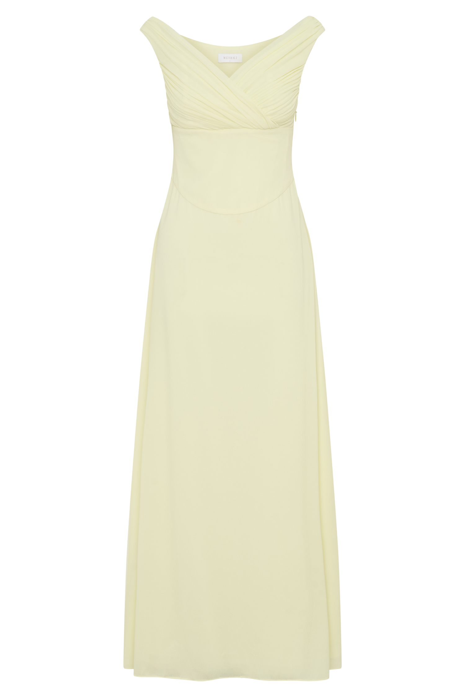 chinese dress ladies Mabel Off Shoulder Chiffon Maxi Dress - Lemon